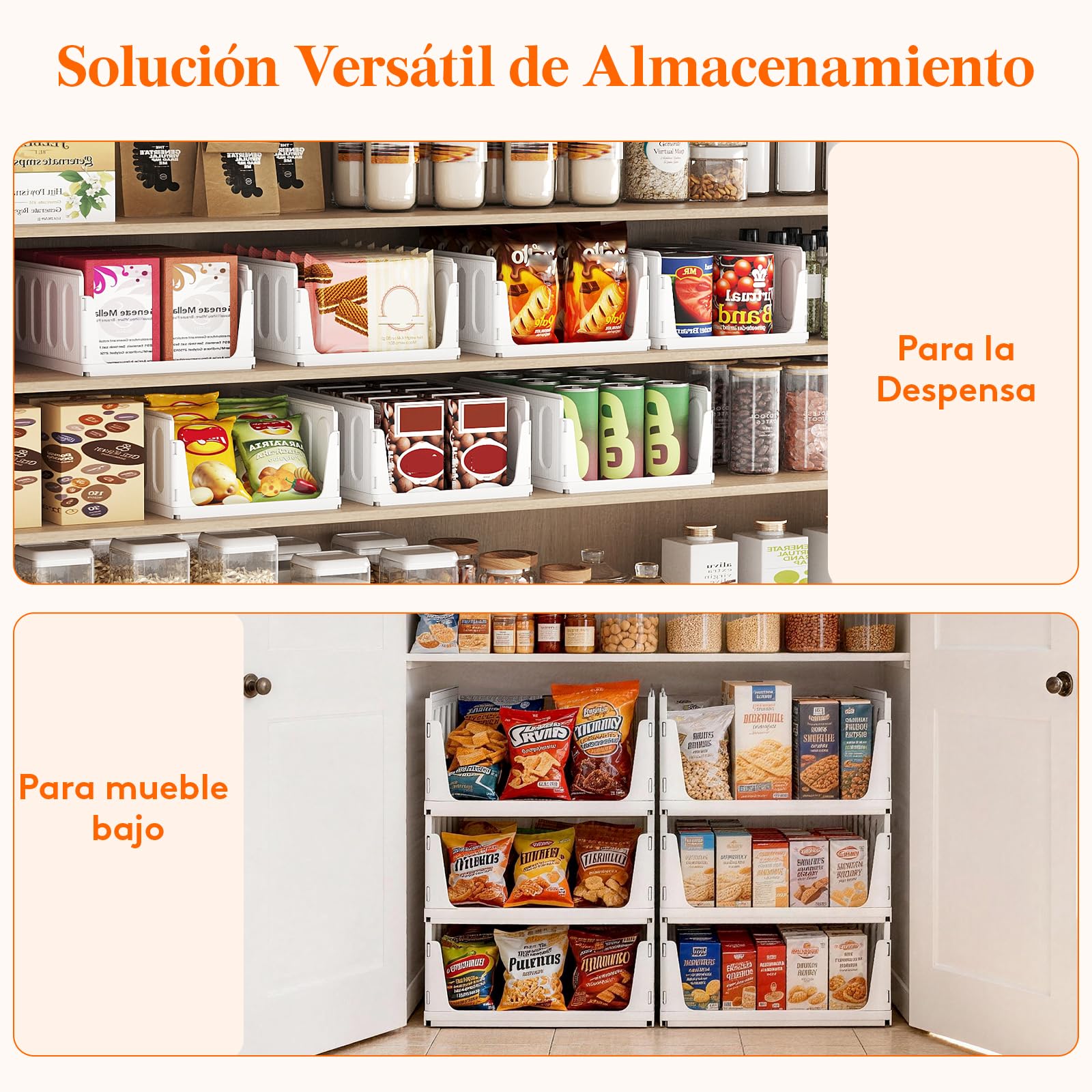 Lifewit Organizador de Armario Apilable, Cajas de Almacenaje Extensibles 24L, Blanco, 6 Pack