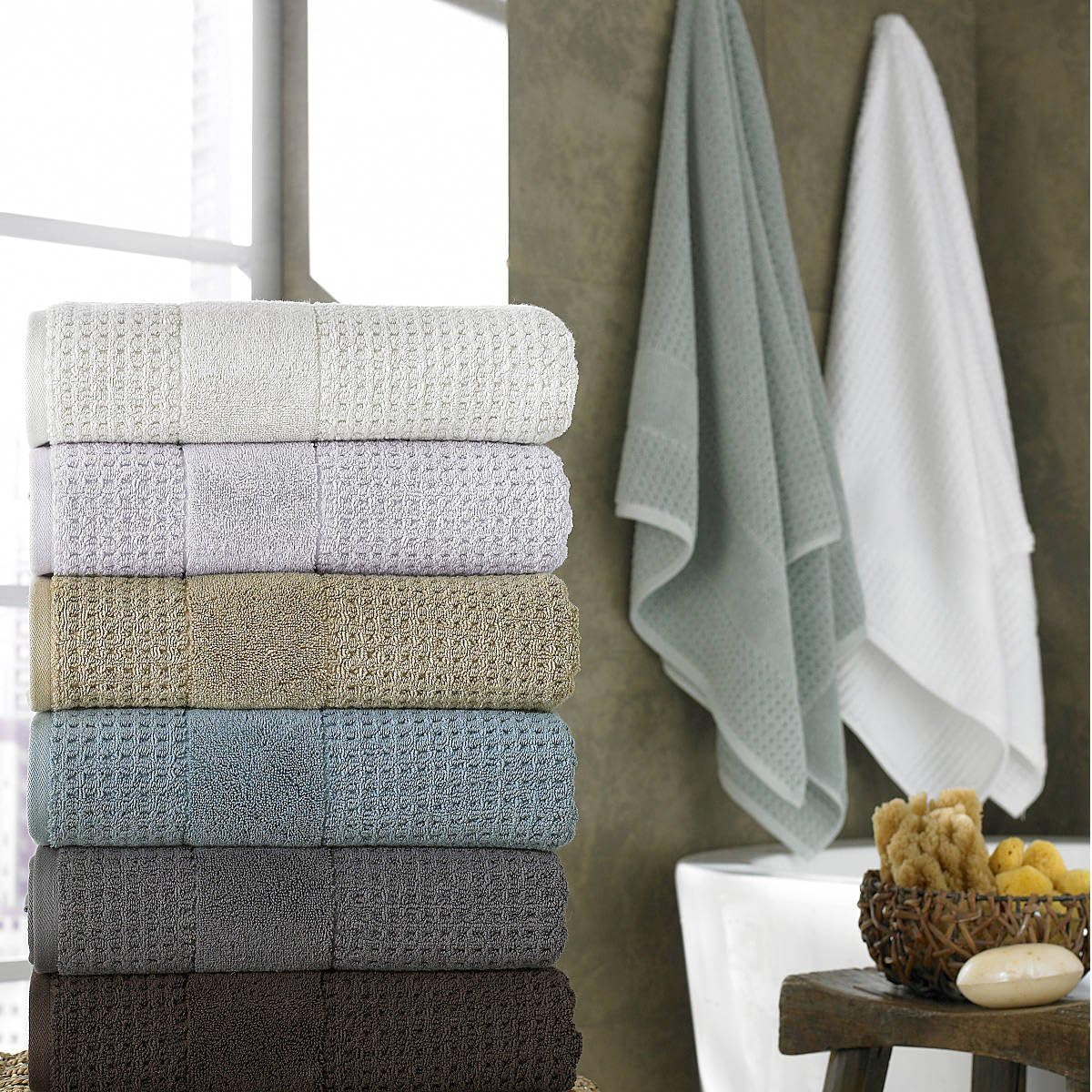 Kassatex Turkish Hammam Collection Towels, Bath Towel - Misty Sage