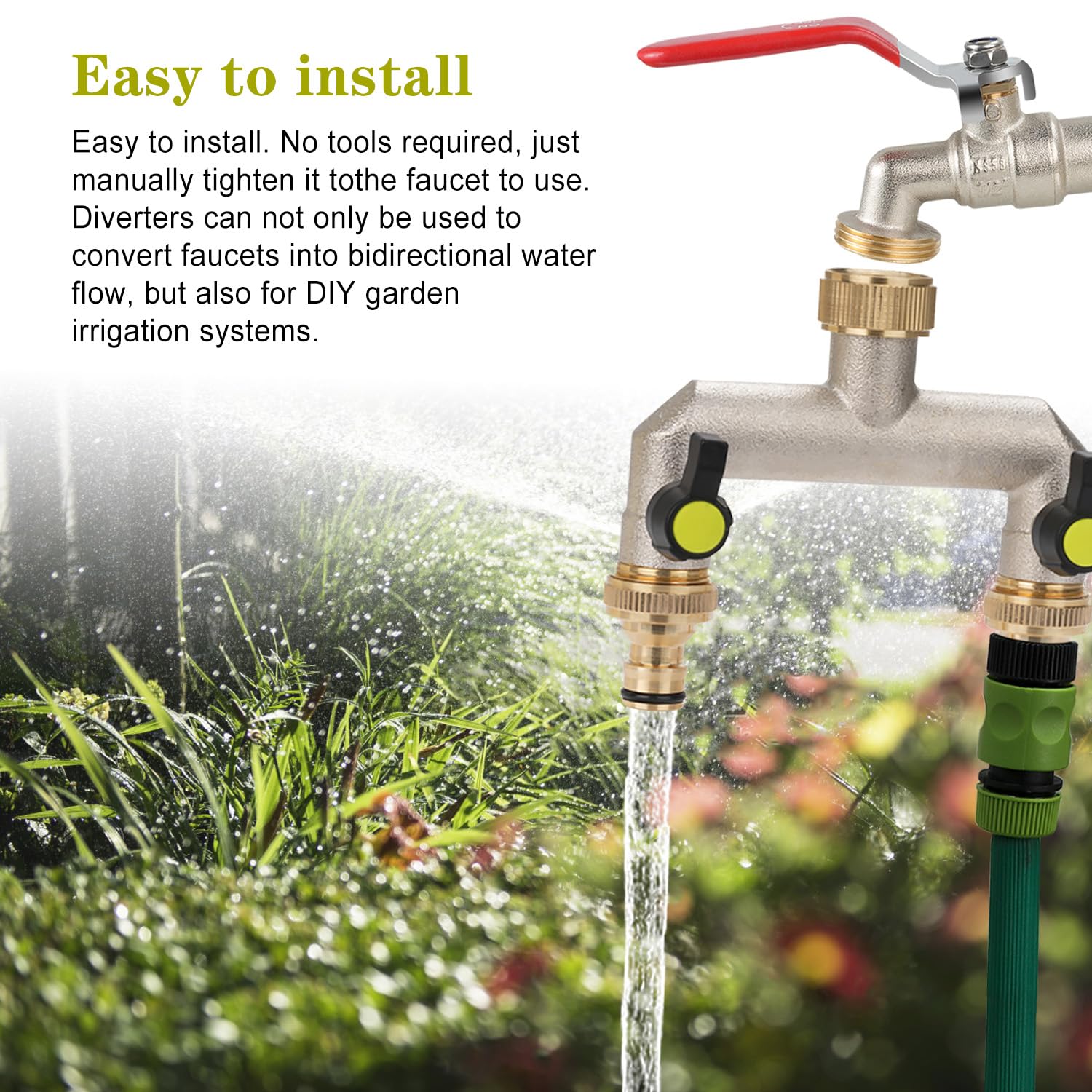 Rubinetto distributore connettore irrigazione da giardino Deviatore tubo a 4 vie con distributore acqua valvola per rubinetto esterno spruzza  15