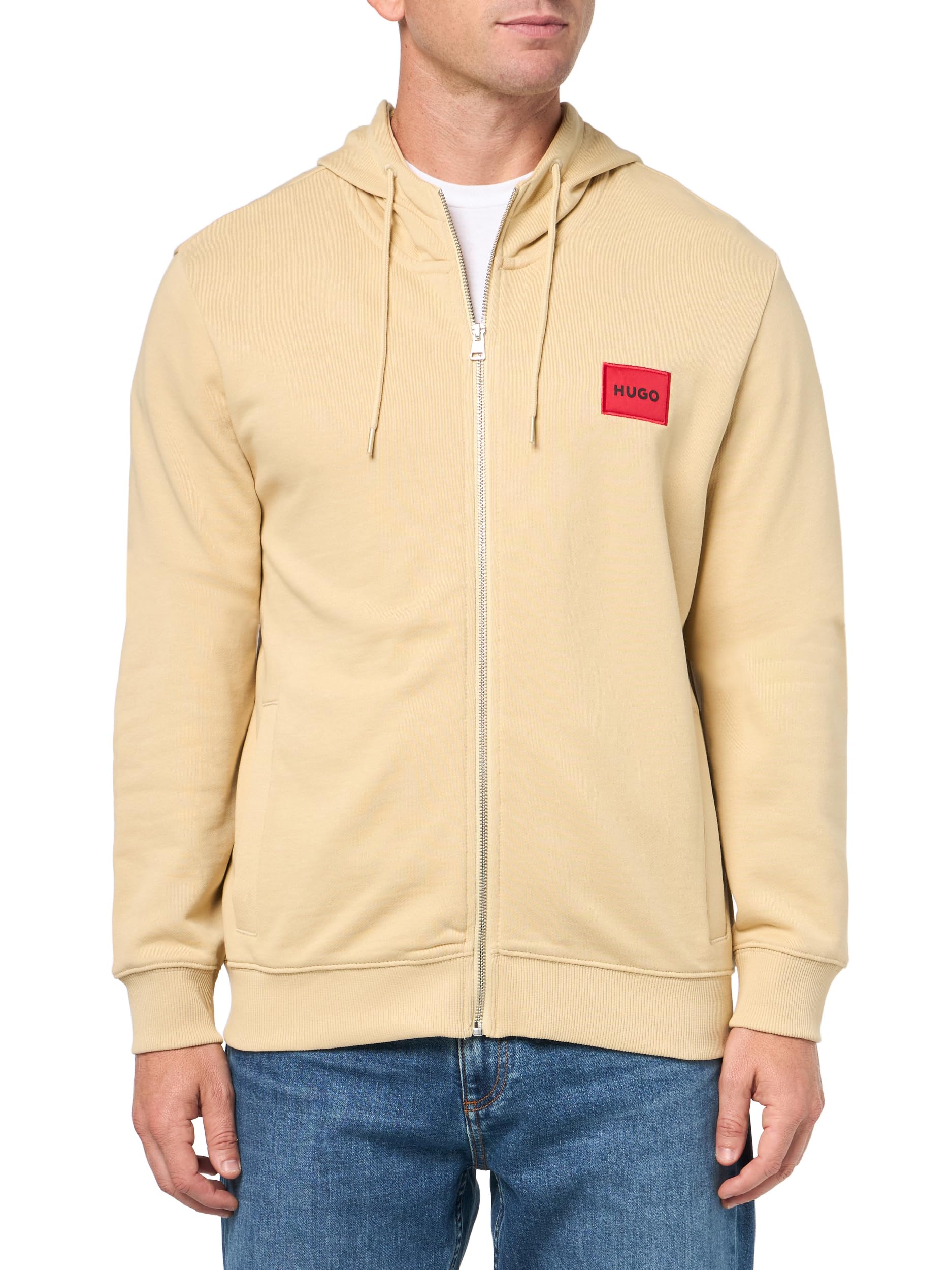 

                                                    HUGO, Regular Fit Square Logo Jersey Hooded Zip Up