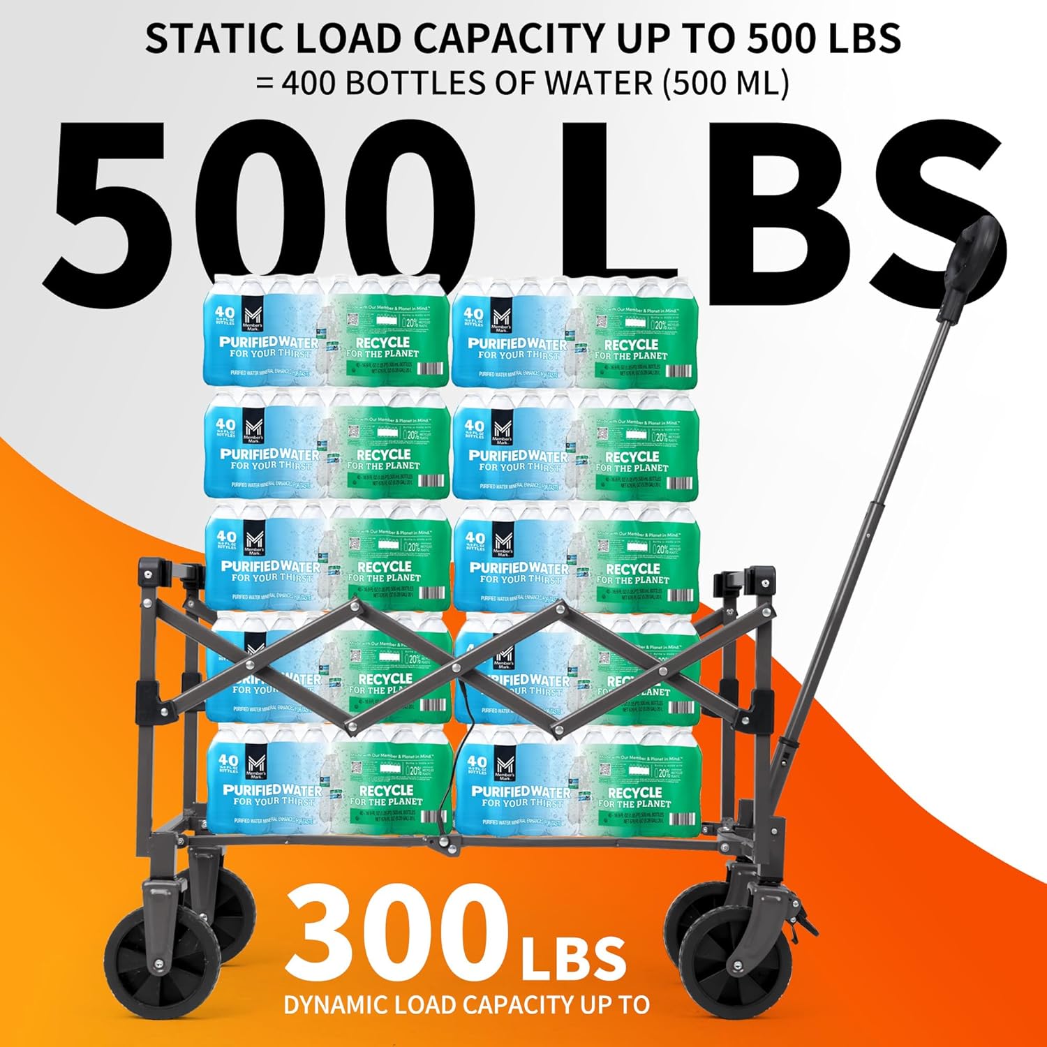 Naturehike Big Wheels Collapsible Wagon Cart, 300lbs Capacity Beach Wagons for Sand, Heavy Duty Foldable Cart with Brakes, Portable Utility Folding Garden Cart for Outdoor