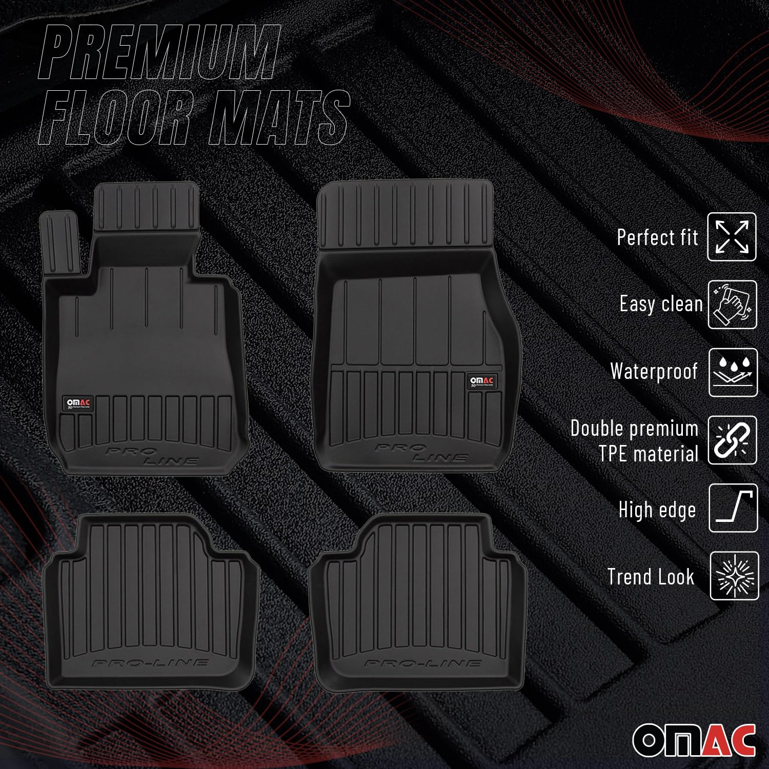 Tapis de Sol 3D TPE Premium Compatible avec BMW Série 3 F31 Touring 2011-2022 | Revêtement de Sol pour Voiture - Intérieur antidérapant - Bords Hauts - Noir