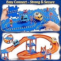 Vista 5 de Rompecabezas de 3 niveles para niños de 3 a 5 años, 5 a 8 años, 59 piezas, incluye 2 autos y letreros de tráfico, regalos educativos de cumpleaños