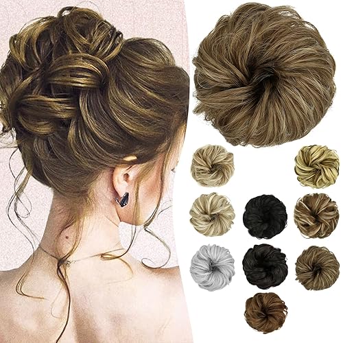 Buauty 1PSC - Moño desordenado, moño falso, moño humano para mujer, moño desordenado, cola de caballo, extensiones de moño rizado para mujer, moño