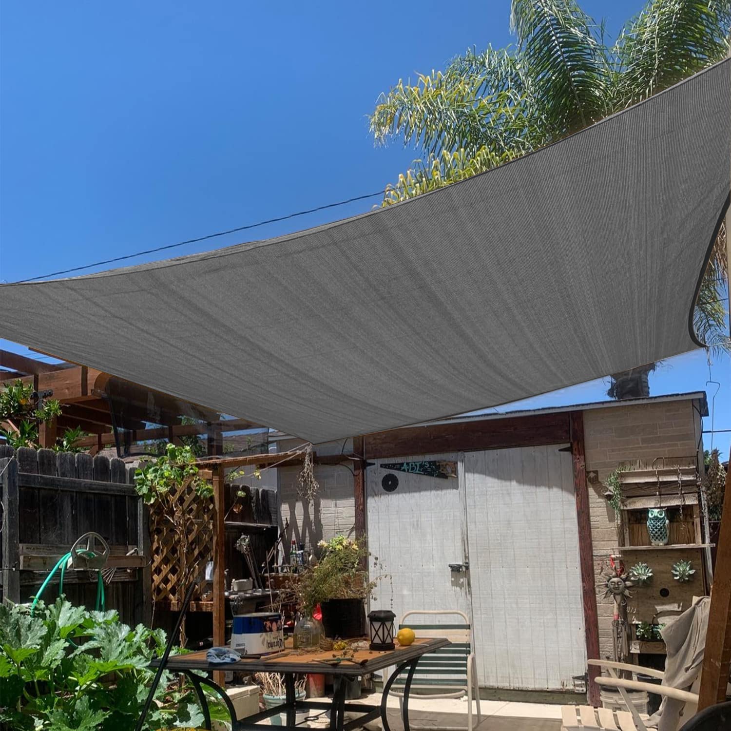 KANAGAWA Sun Shade Sail 20'x20' Dark Gray Rectangle UV Block Canopy Awning Shelter Fabric Cloth Screen for Outdoor Patio Garden Backyard