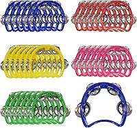 30 Pack Tambourine with 4 Bells Handheld Tambourines，Plastic Tamborines Musical Instrumen ，Mini Percussion Tambourines for Noise Makers and All Groups for Holiday Party Education （5Colors）
