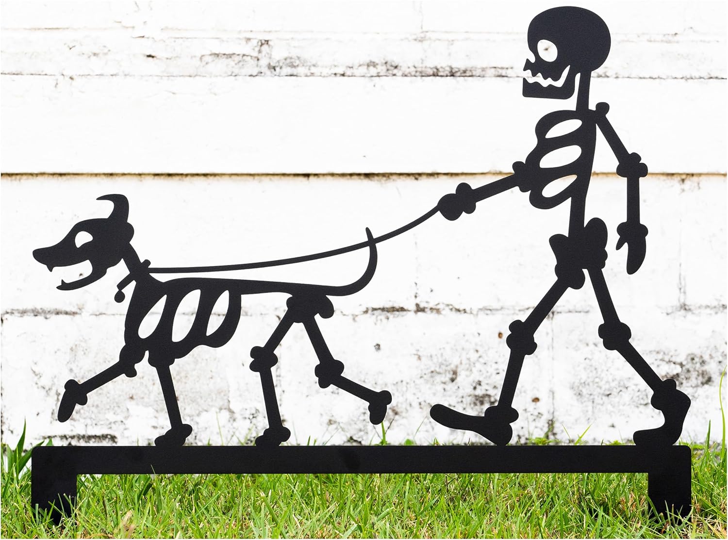 Outdoor Pet Skeleton Halloween Decor, Outdoor Garden Signs, Dog Cat Decor Metal Halloween Yard Stakes Halloween Skeleton Pet Sign