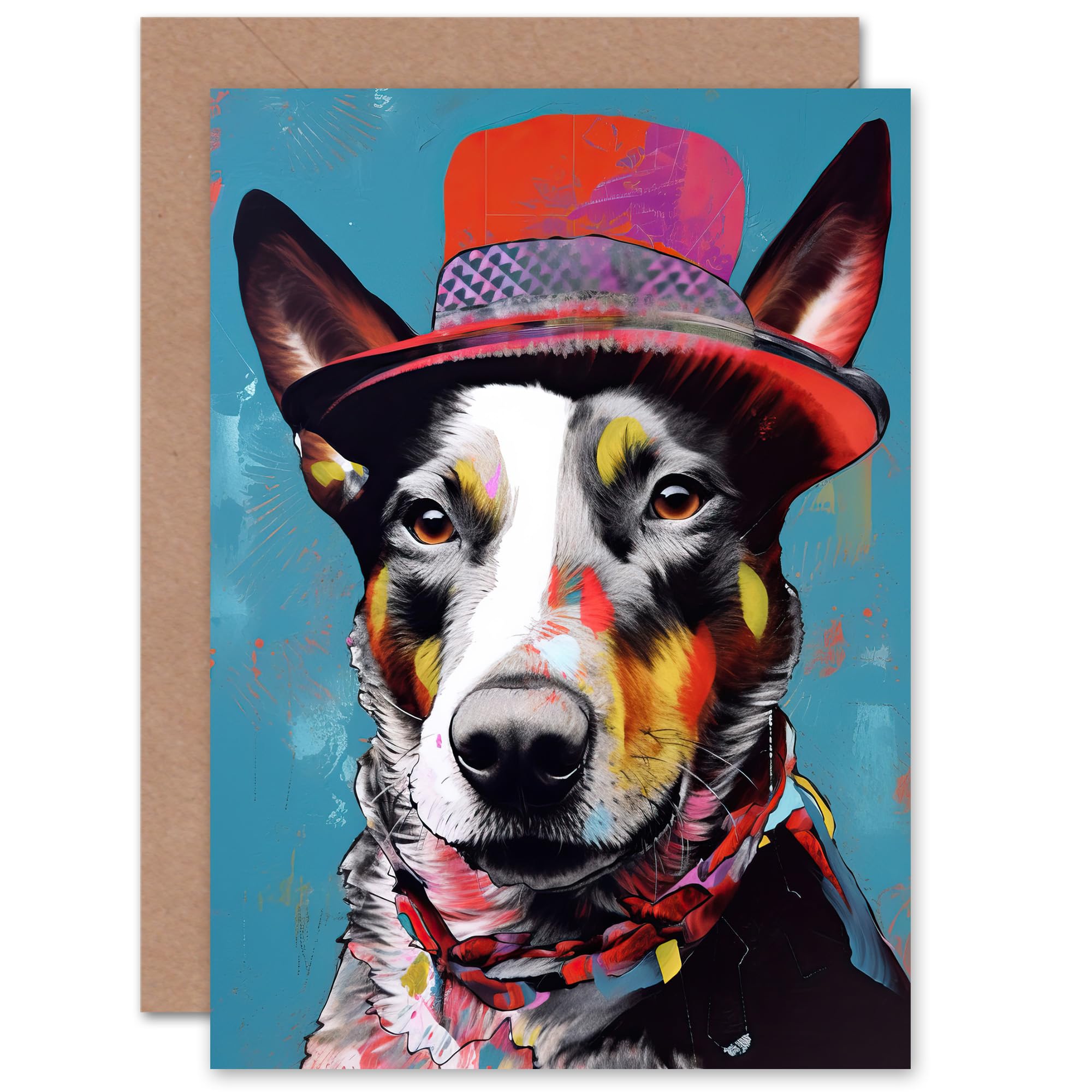 Artery8 Border Collie Hat and Scarf Dog Lover for Husband Him Dad Son Brother Birthday Thank You Congratulations Blank Art Greeting Card