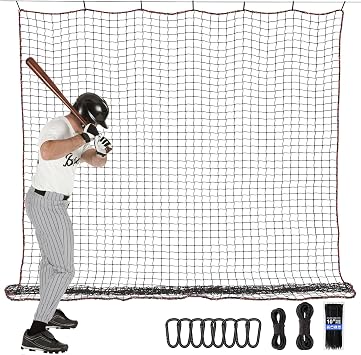 BaseGoal Baseball & Softball Backstop Nets, Heavy Duty Sports Practice Nets, Sports Netting Barrier,DIY Ball Net,Hitting Net for Baseball, Hockey, Soccer, LAX and More