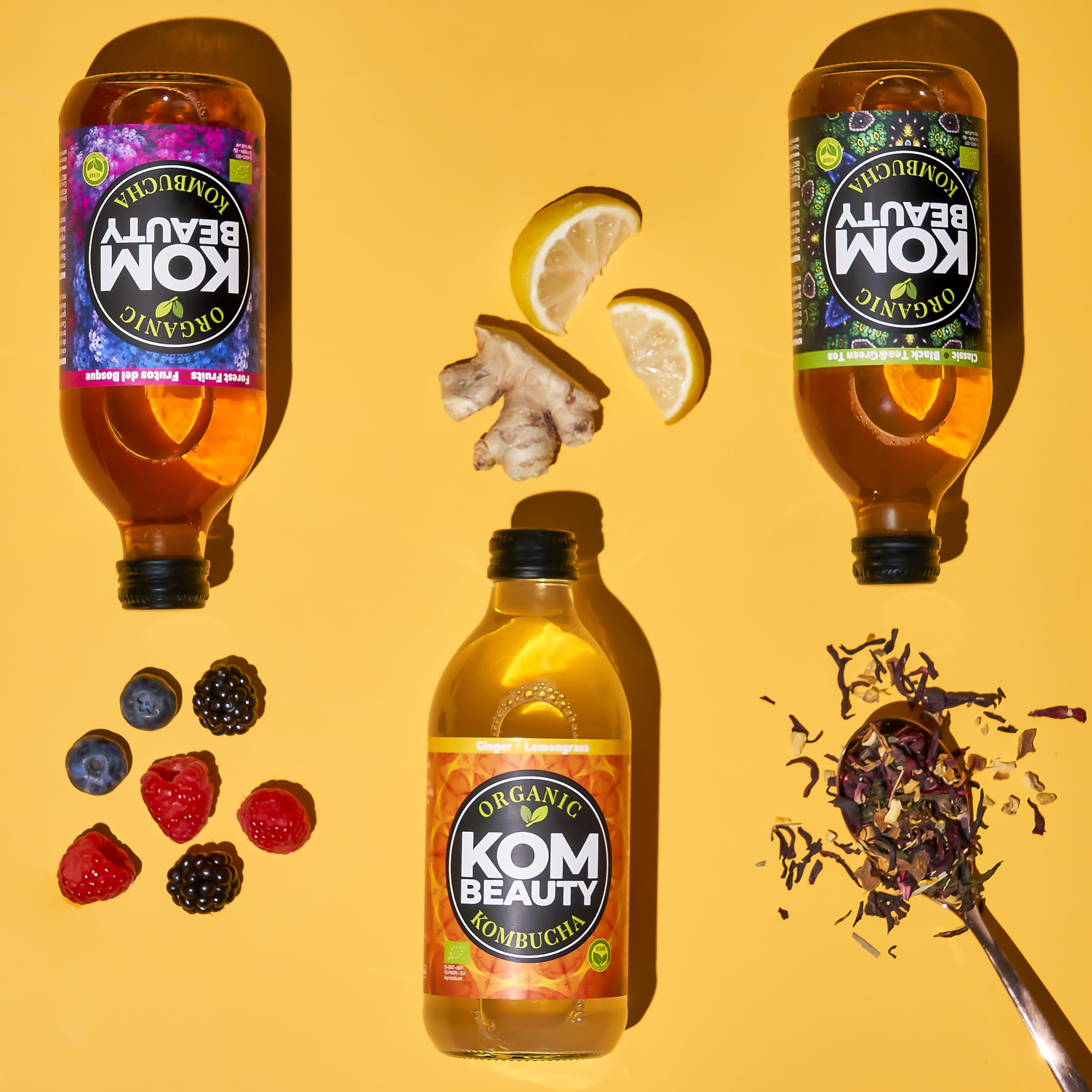 KOMBEAUTY - Bebida de kombucha, Pack de 12 Botellas de 33 cl. (Pack Mix)