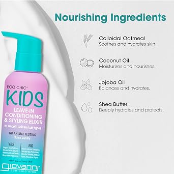 GIOVANNI Eco Chic KIDs Leave-In Conditioning & Styling Elixir, 4.5 fl oz