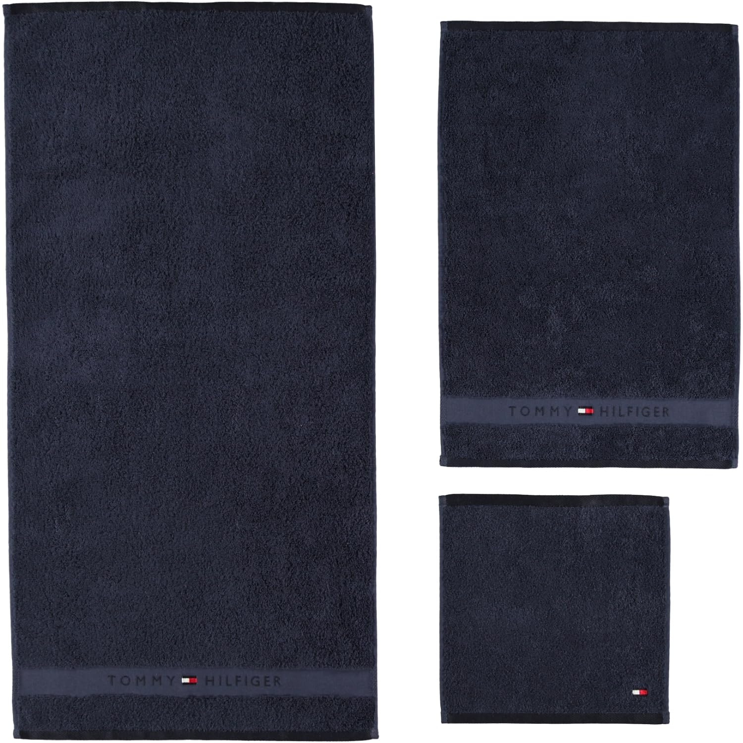 Tommy hilfiger-serviette serie legend 2–uni 560gr./m², 100 % coton, bleu marine, Serviette de bain 70 x 140 cm