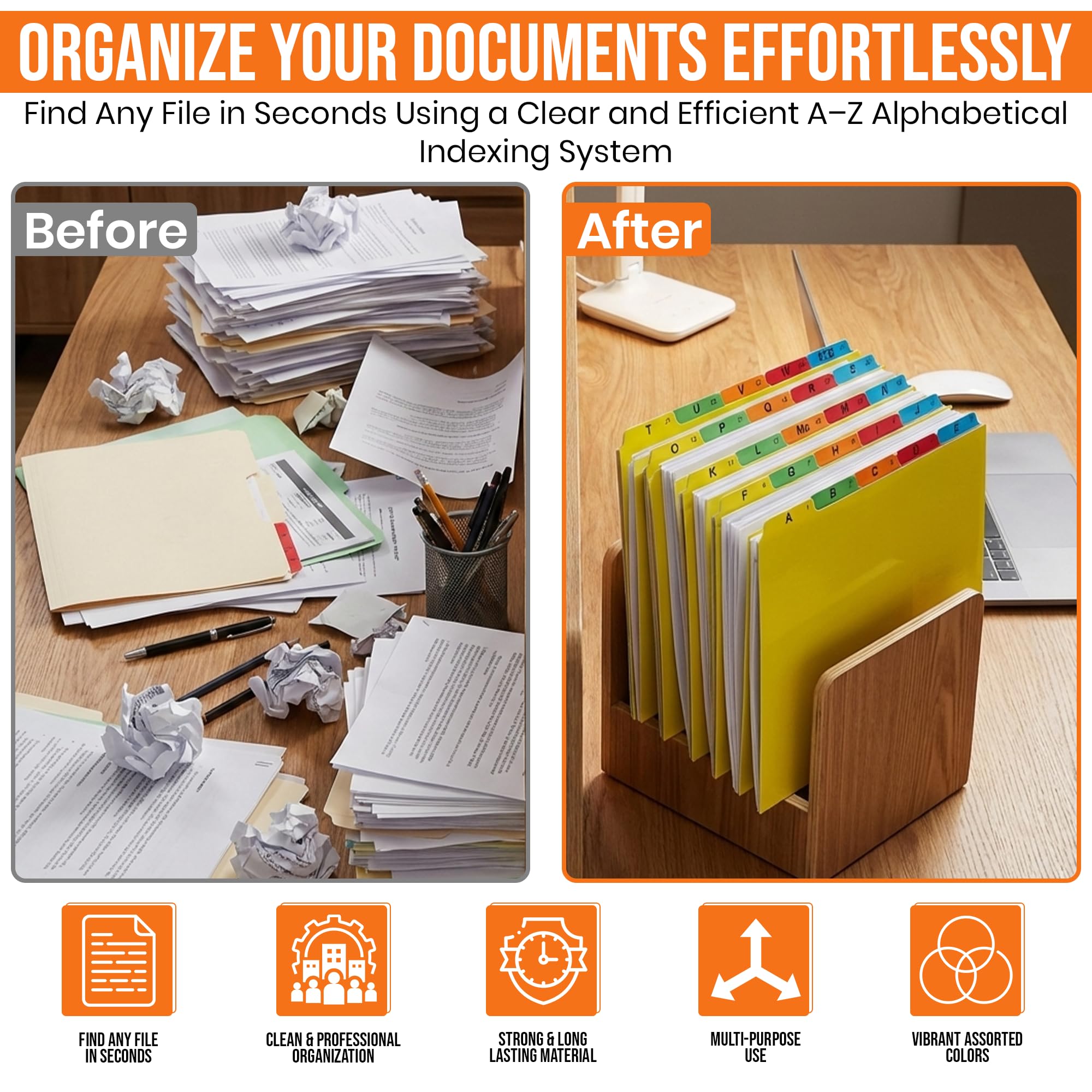 Amazon.com : Iconikal A-Z Alphabetical Hanging File Folder Guide