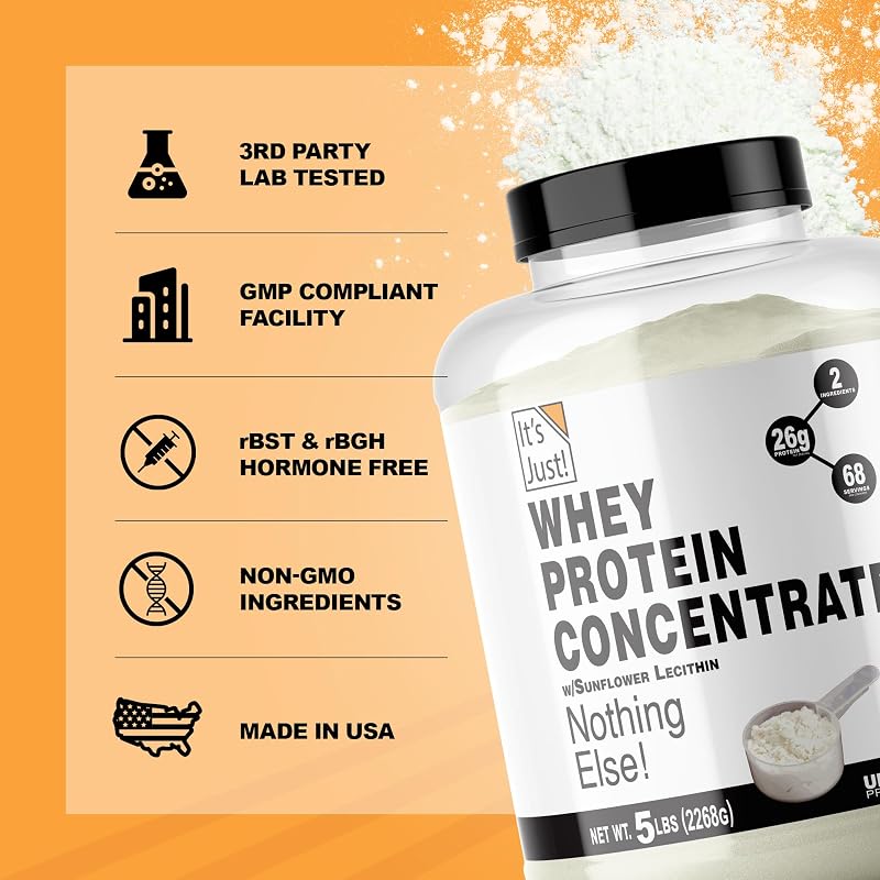 It's Just! - 100% Whey Protein Concentrate, 5lb, Unflavored image 6