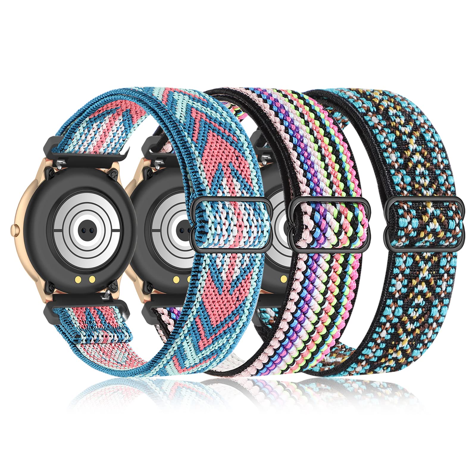 Farluya3 Pack 22mm Bands Compatible with AGPTEK LW11/Fossil Men's Gen 6/5E 44mm Watch,Stretchy Nylon Bands Adjustable Wristbands for Gen 5 LTE/Carlyle/Garrett/Women's Julianna/Gen 4 Explorist HR