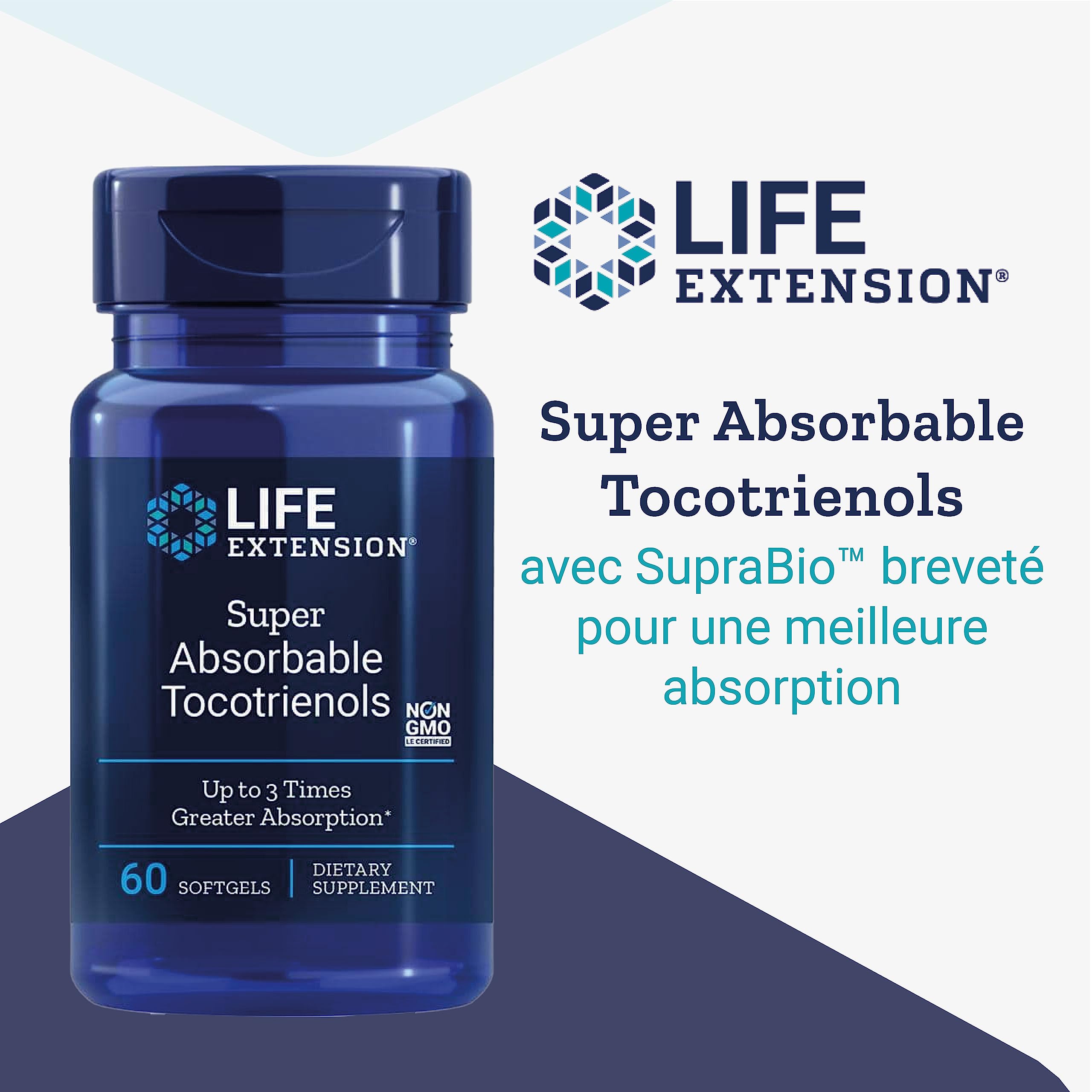 Life Extension, Tocotriénols Super Absorbables, Vitamine E et Tocotriénols, 60 Capsules molles, Sans Gluten, Sans Soja, Sans OGM
