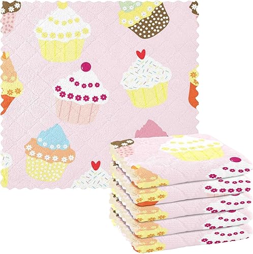 Miniatura 1 de FRODOTGV Colorful Cupcakes Soft Print Kitchen Microfiber Towels Quick Dry Set of 6 Kitchen Accessories for Cooking for Bathroom Oven