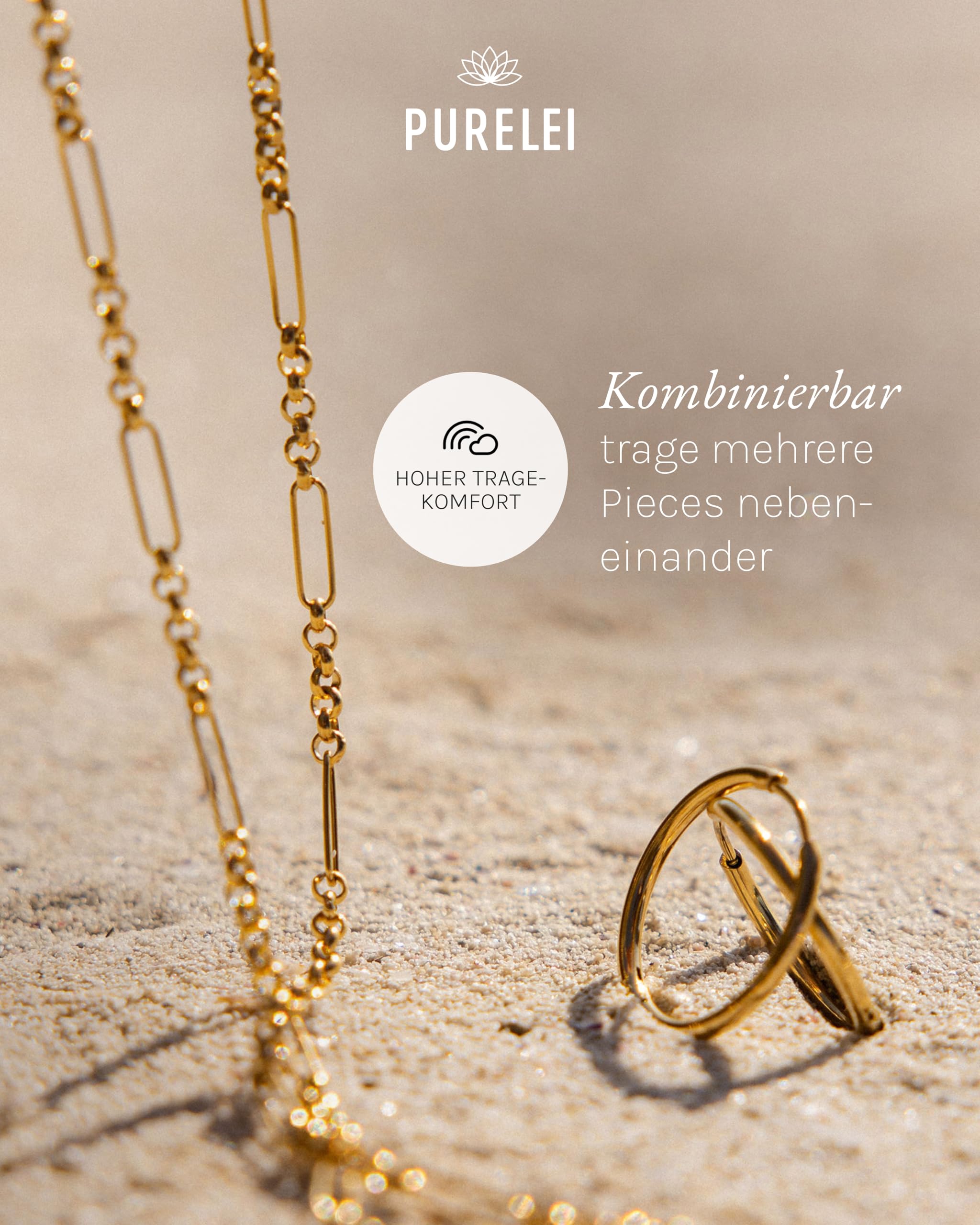 Purelei Sleeky Ohrringe, Schlichte Creolen für Frauen, Wasserfeste kleine Creolen aus Edelstahl, Durchmesser 15,8 mm