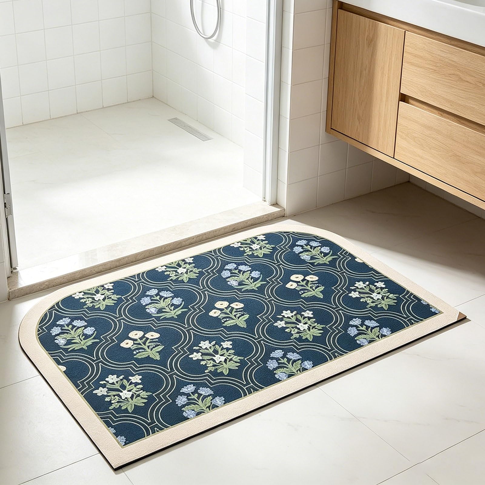 Tappetino Assorbente in diatomee, Lavabile, Antiscivolo, per la Decorazione del Pavimento della Cucina, Morbido e ad Asciugatura Rapida, Ideale per Comodino, Cucina, Ingresso, Doccia, Vasca