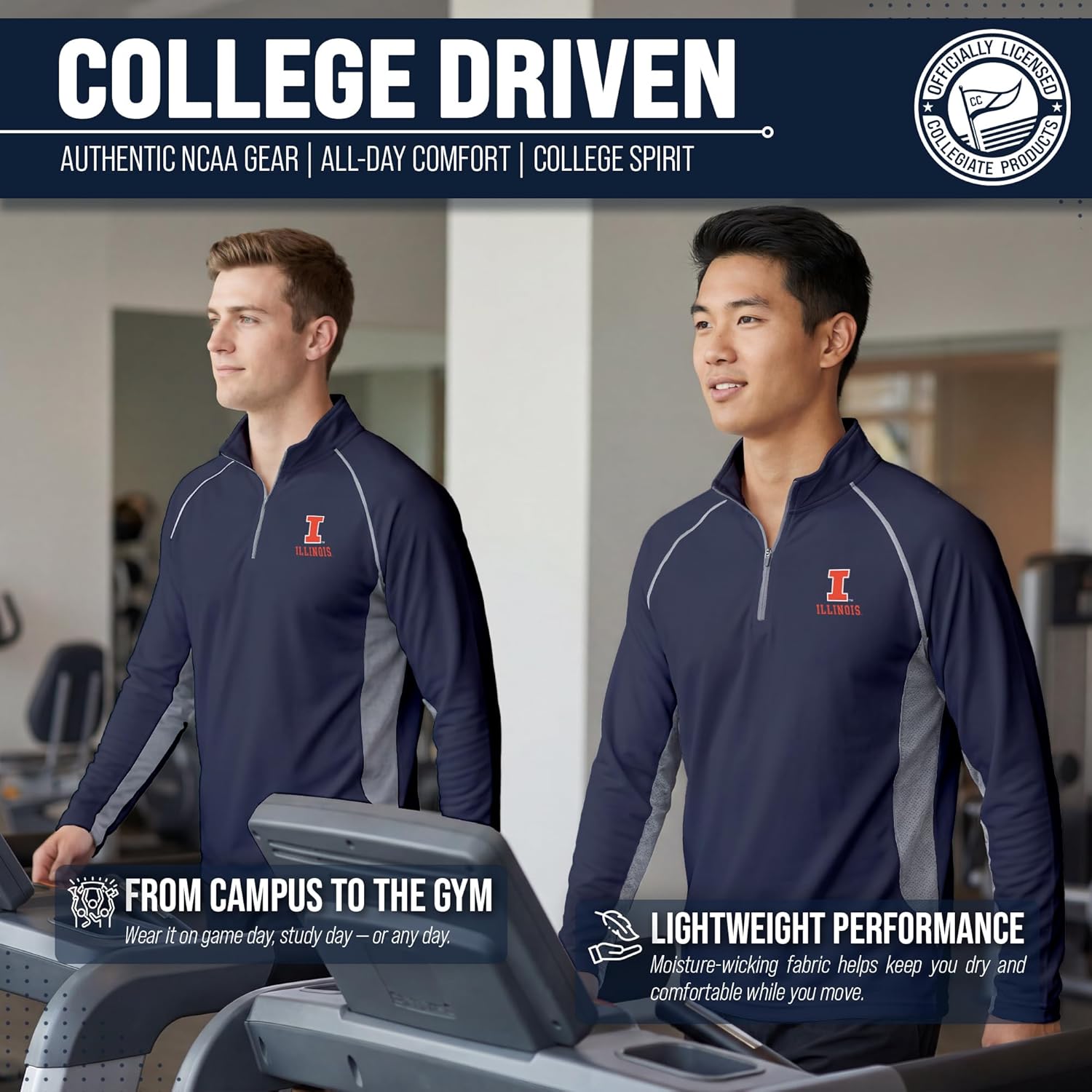 COLOSSEUM Mens NCAA Campus Classic Long Sleeve 1/4 Zip Windshirt, Performance Lightweight Quarter Zip, Athletic Design