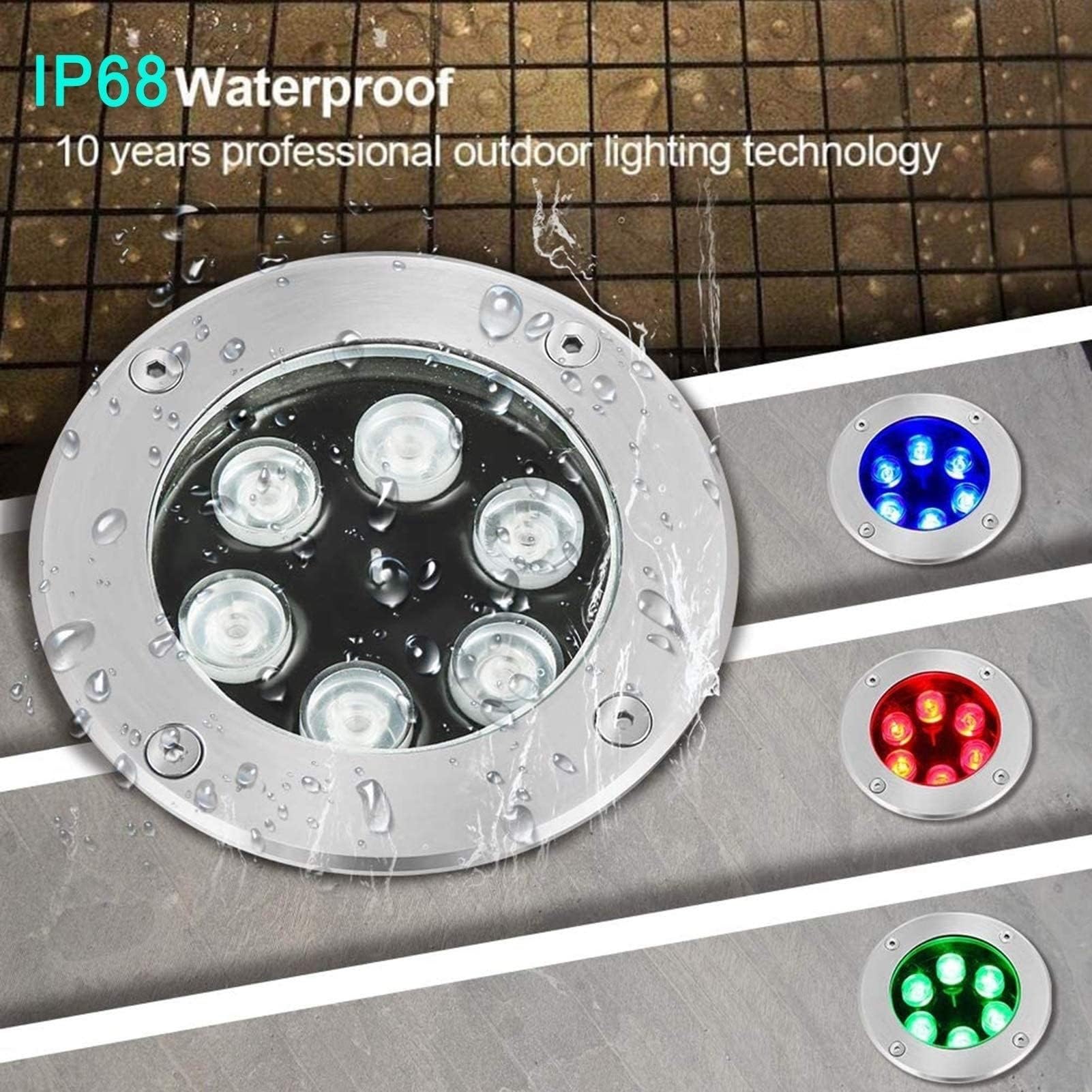 2PCS Focos Led Piscina - RGB Foco LED Subacuático Incrustado, Foco Empotrable Con Mando A Distancia RF A Prueba De Agua IP68, Foco De Jardín De Acero Inoxidable, Para Jardín, Estanque(85-230V,15W)