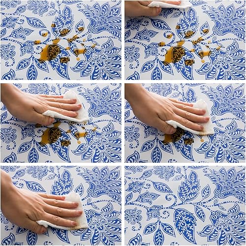 Miniatura 10 de Mantel de vinilo con respaldo de franela impermeable a prueba de aceite de PVC lavable a prueba de derrames para interiores y exteriores flores