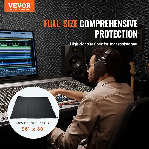 Miniatura 2 de VEVOR Sound Dampening Blanket, 96" x 80", Extra Large Studio Grommeted Blanket with Grommets, Light Blocker for Door Acoustic Noise Blocking Blanket