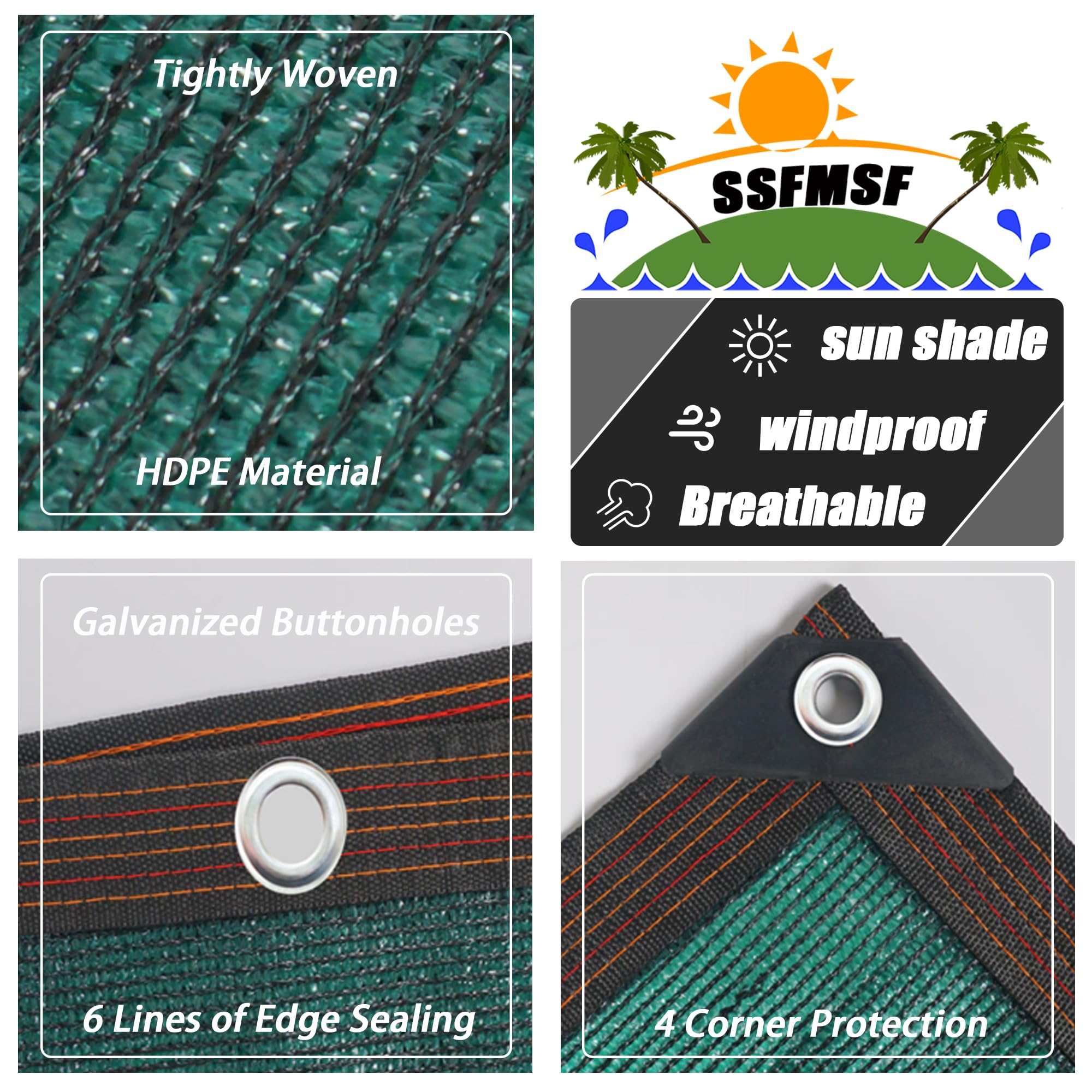 SSFMSF Toldo Vela de Sombra Red de Protección Solar, 90% Malla Sombreadora de Bloque UV Pantalla de Privacidad Malla Sombra con Ojales para Exterior, Patio Jardín. (Verde Oscuro ｜ 9 * 20m)