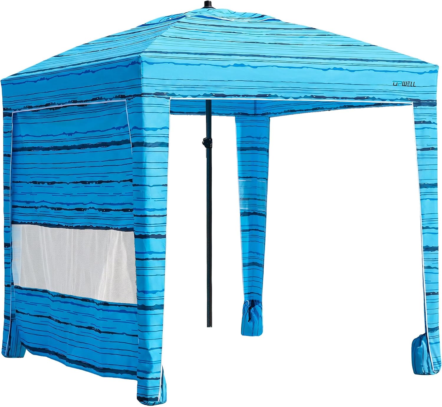UPWELL Beach Tent Easy Set Up Canopy Sun Shelter Shade with UPF 50+UV Protection Portable Beach Umbrella Outdoor Sunwall with Sand Pockets for Fishing Backyard Camping(Deep Sea Blue)