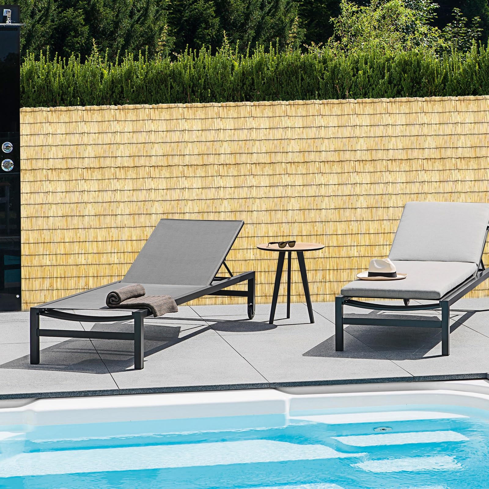Valla de bambú natural duradera para balcón, terraza y jardín, opciones de altura de 60 cm a 160 cm, elegante solución de privacidad en línea negra primaria