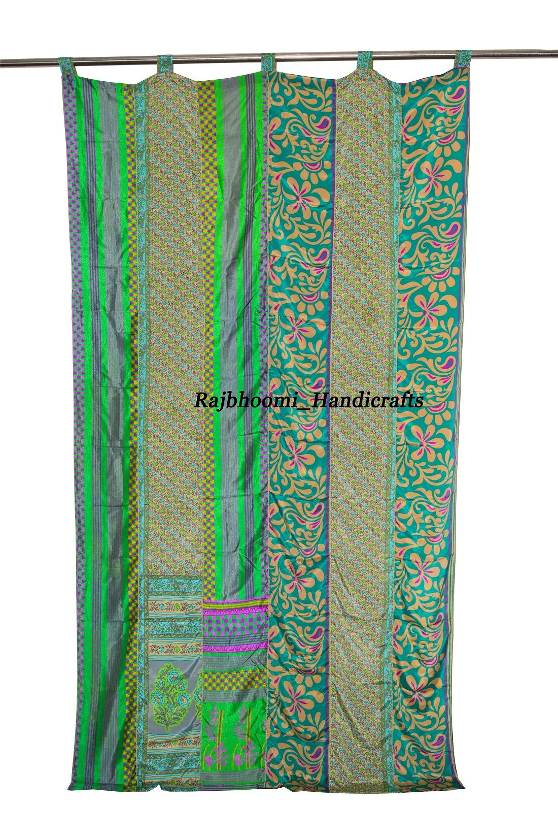 Rajbhoomi India Old Sari Multicolor Curtain Bohemian Curtains Drapes Assorted Color and Print