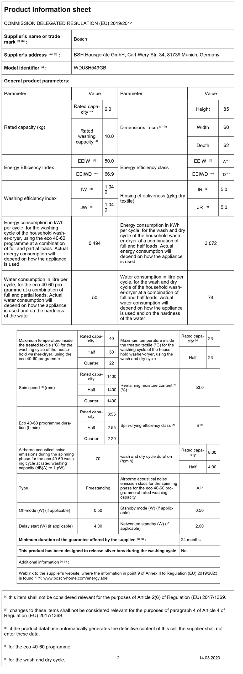 Bosch WKD28352GB Serie 4 Builtin Washer Dryer, 7kg wash capacity, 4kg
