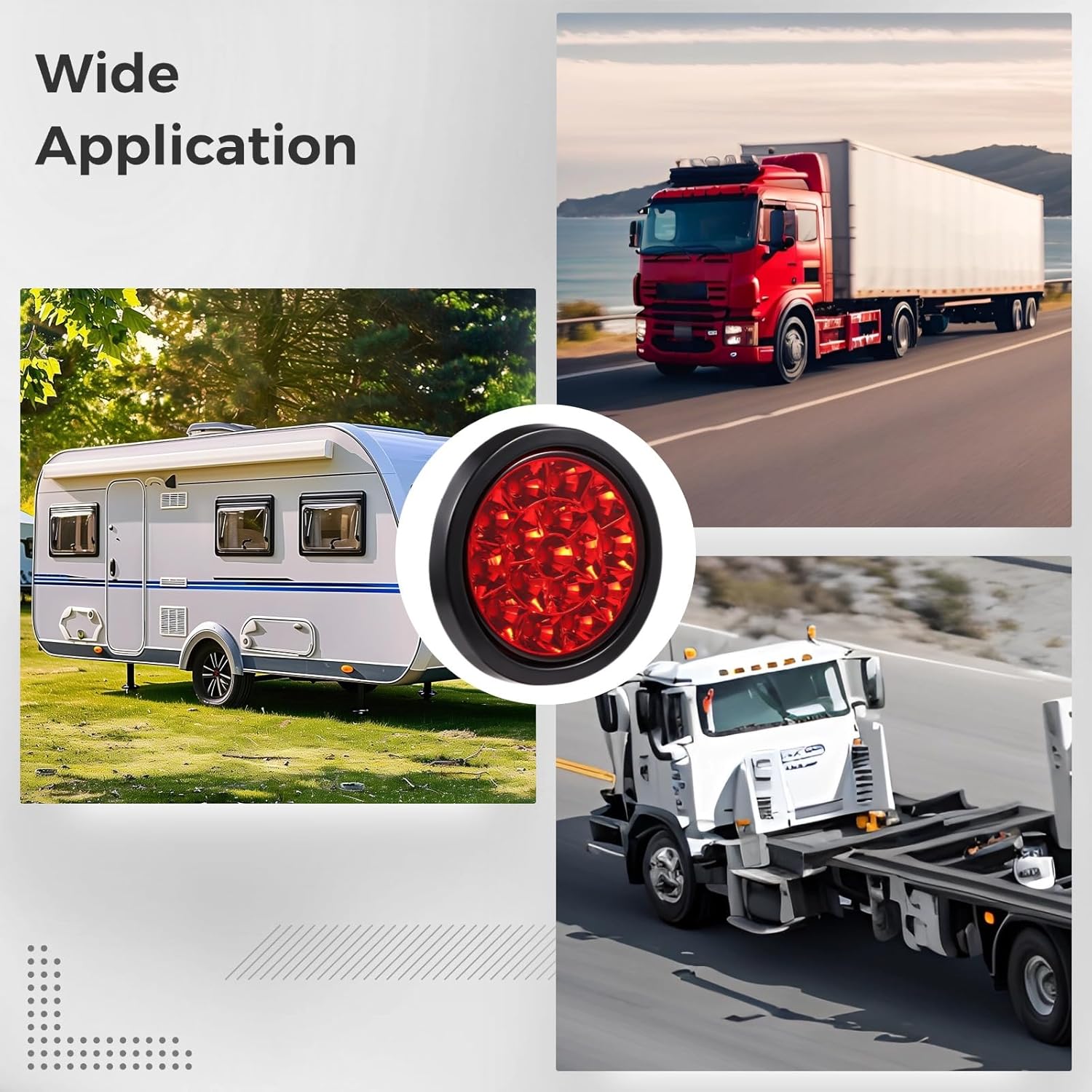OMISTAR 10 Pcs 4 Inch Round Led Trailer Tail Light Red 16 LED Waterproof Stop Tail Lights Brake Trailer Lights Stop Turn Marker Lights with Sealed Flush Mount for Trucks RV Boat