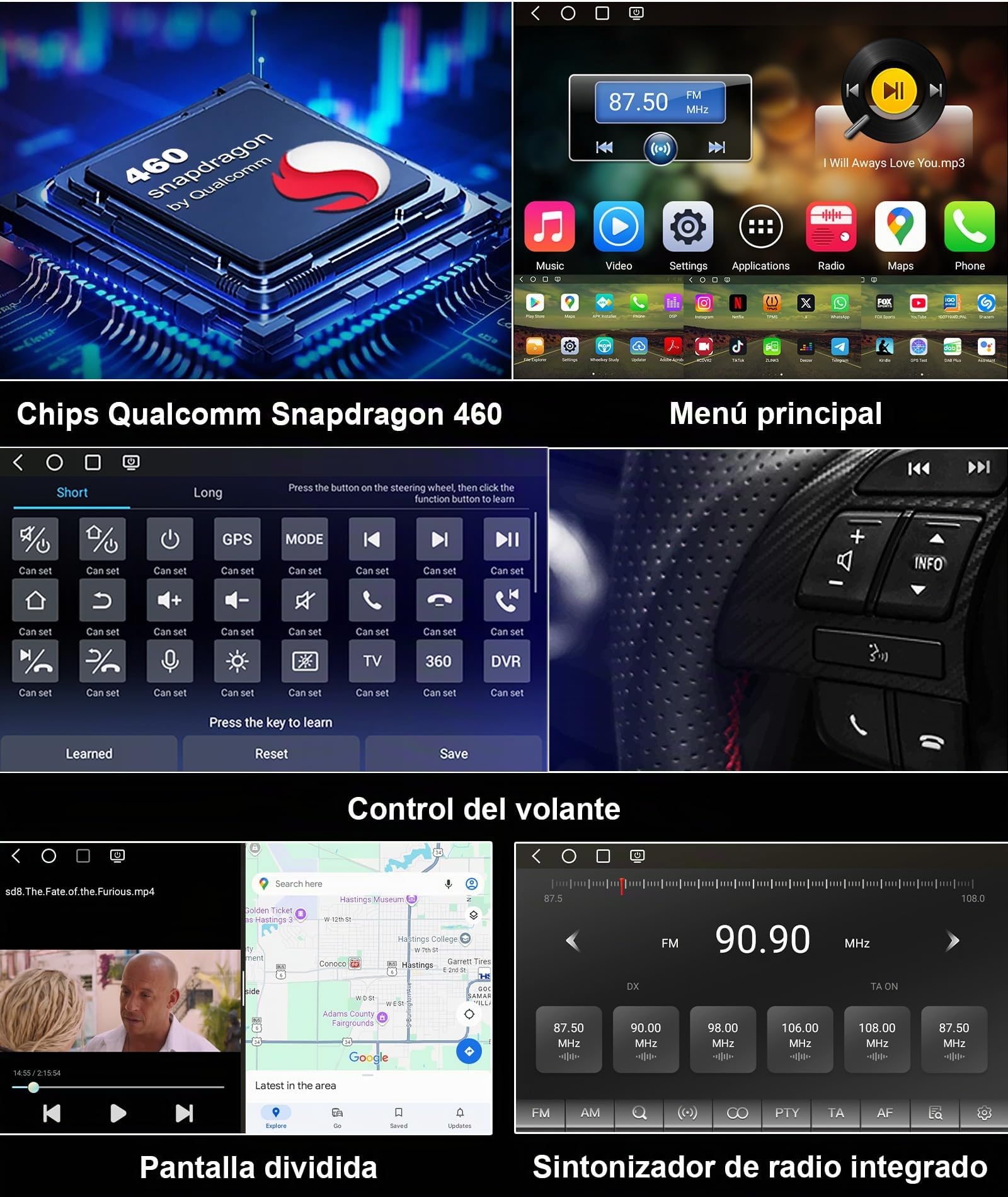 Android 14 Qualcomm 4GB 64GB Radio Coche con Pantalla Táctil Bluetooth para Porsche Cayenne 955 957 (2002-2010) Bluetooth 5.1 Wireless CarPlay & Android Auto FM DSP WiFi Canbus Dab+ DVR