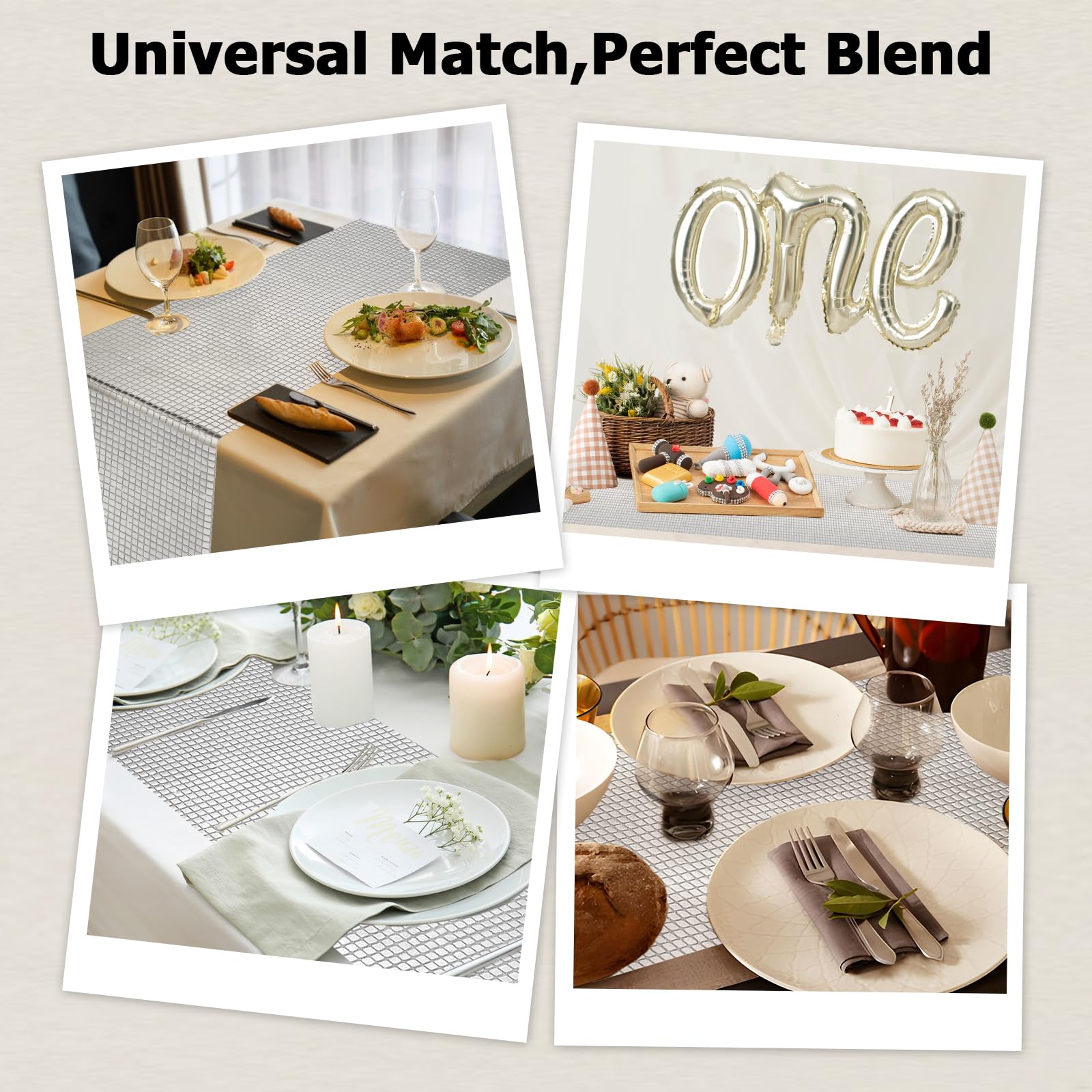 Disco Tischläufer 30x275cm - Pailletten Tischdecke Silber Für Partys