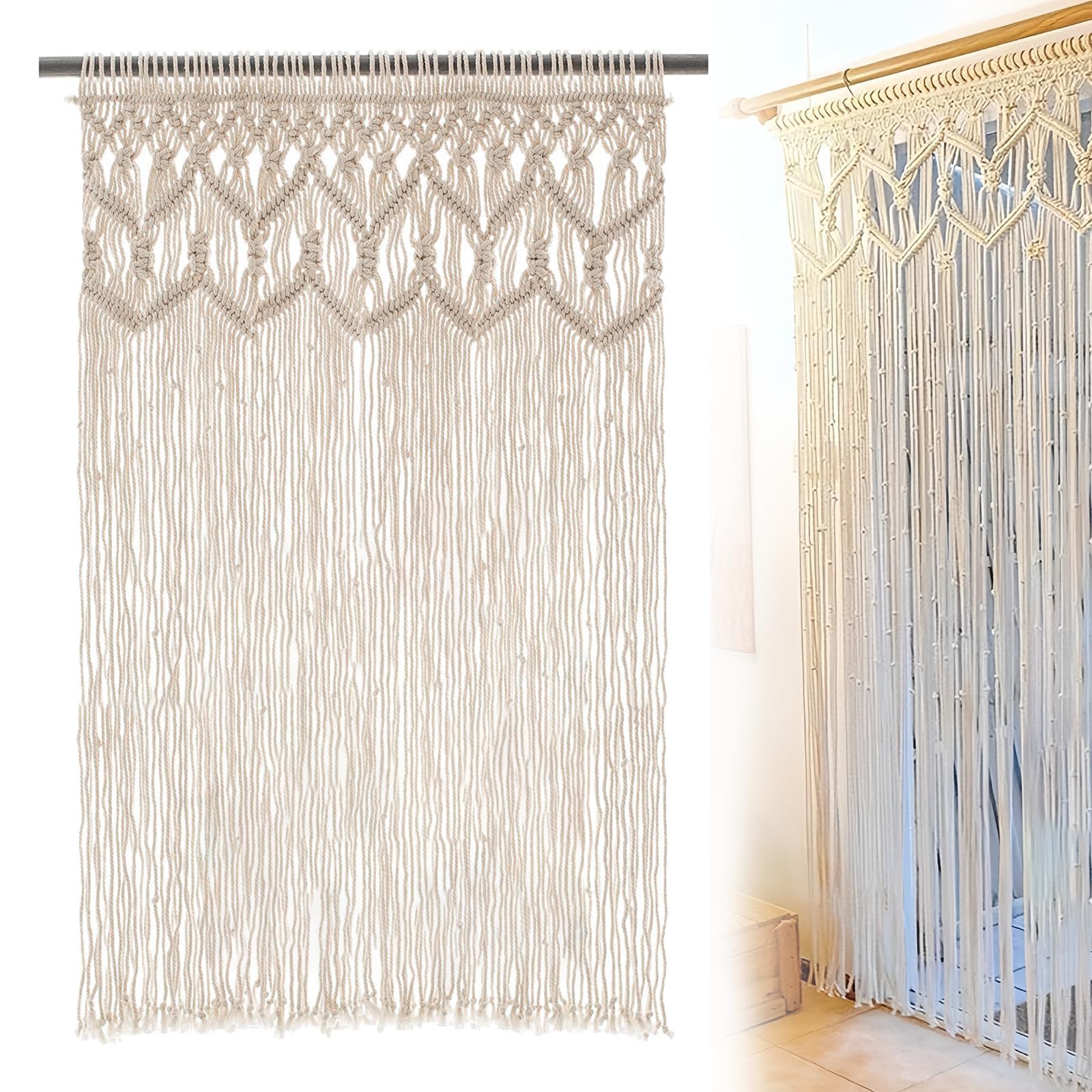 BORDEAG Arazzo da parete Macramé Tessuto a mano: Macramé Boemia Nordic Cotone, Tenda da parete Decorazione da parete in cotone, per soggiorno, camera da letto, casa, matrimonio, 100 x 180 cm