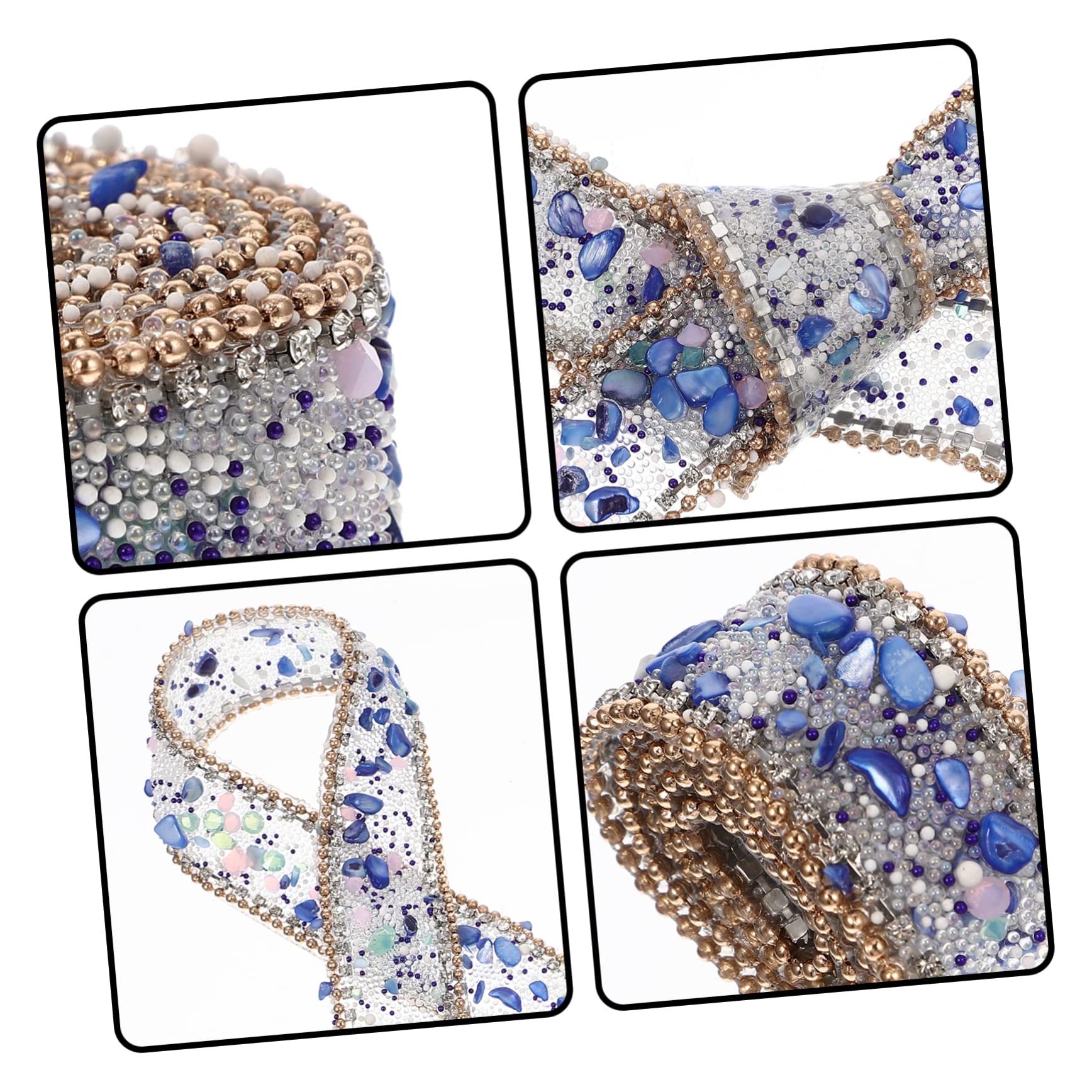 Tofficu 5rollen Dekoratives Strassband Für Kleidung Handgefertigtes Rhinestone Band Mit Goldperlen Lange Bastel-dekoration Für Hochzeiten Und Feste
