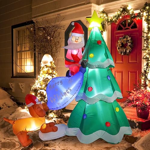 Miniatura 2 de Decoraciones inflables de árbol de Navidad de 6.3 pies para exteriores, decoraciones de patio de Navidad inflables con luces LED, estrella de árbol,