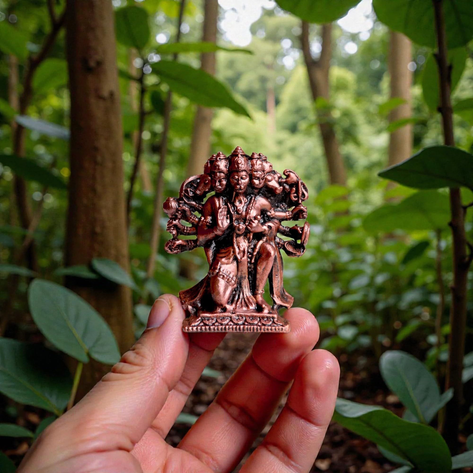 Handmade Copper Hanuman Idol - Mini Panchmukhi Figurine -3