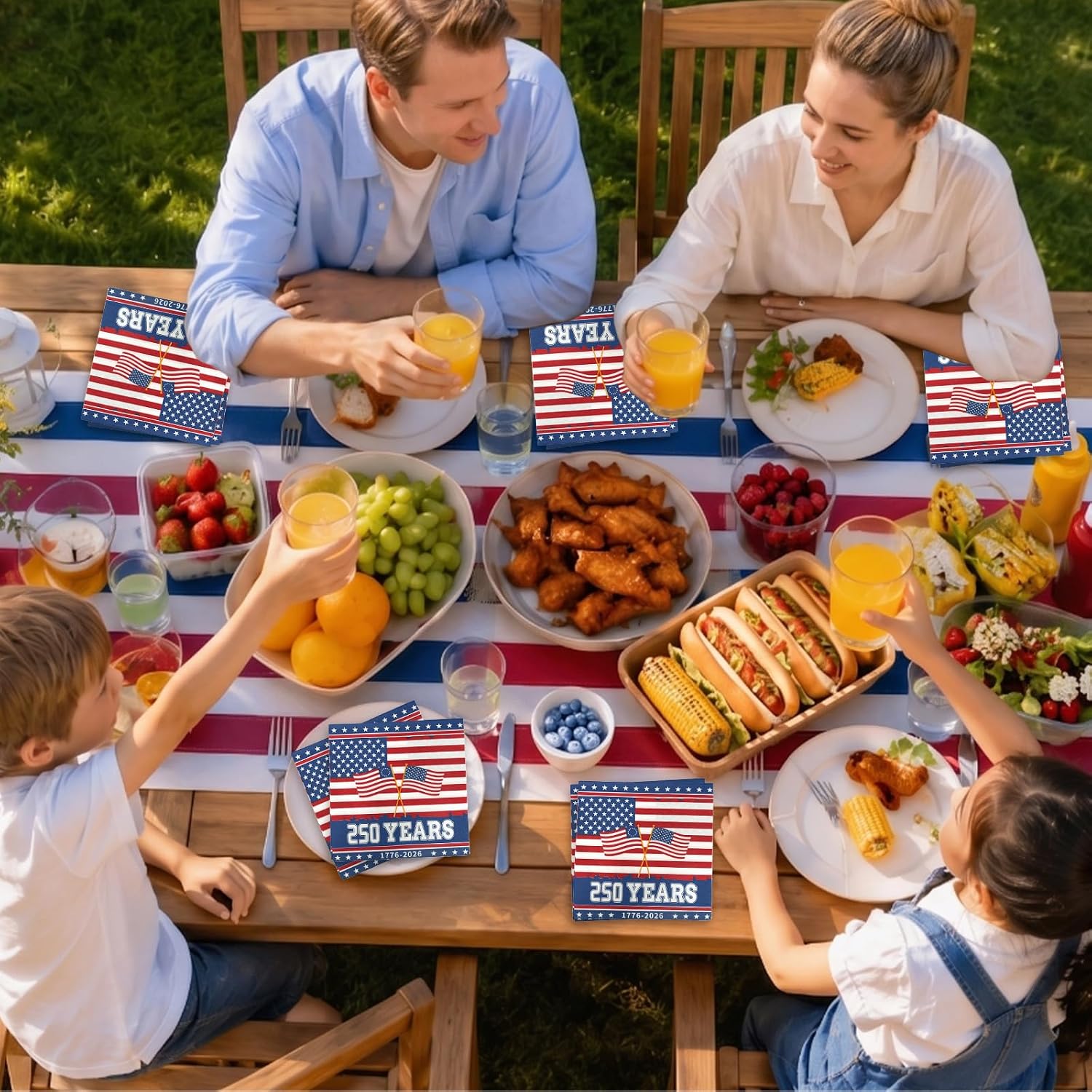 USA 250th Anniversary Patriotic Napkins,50 Pcs American Flag Design Disposable Paper Luncheon Napkins for 4th of July Independence Day Celebration,Veterans Day,Red White Blue Patriotic Party Events