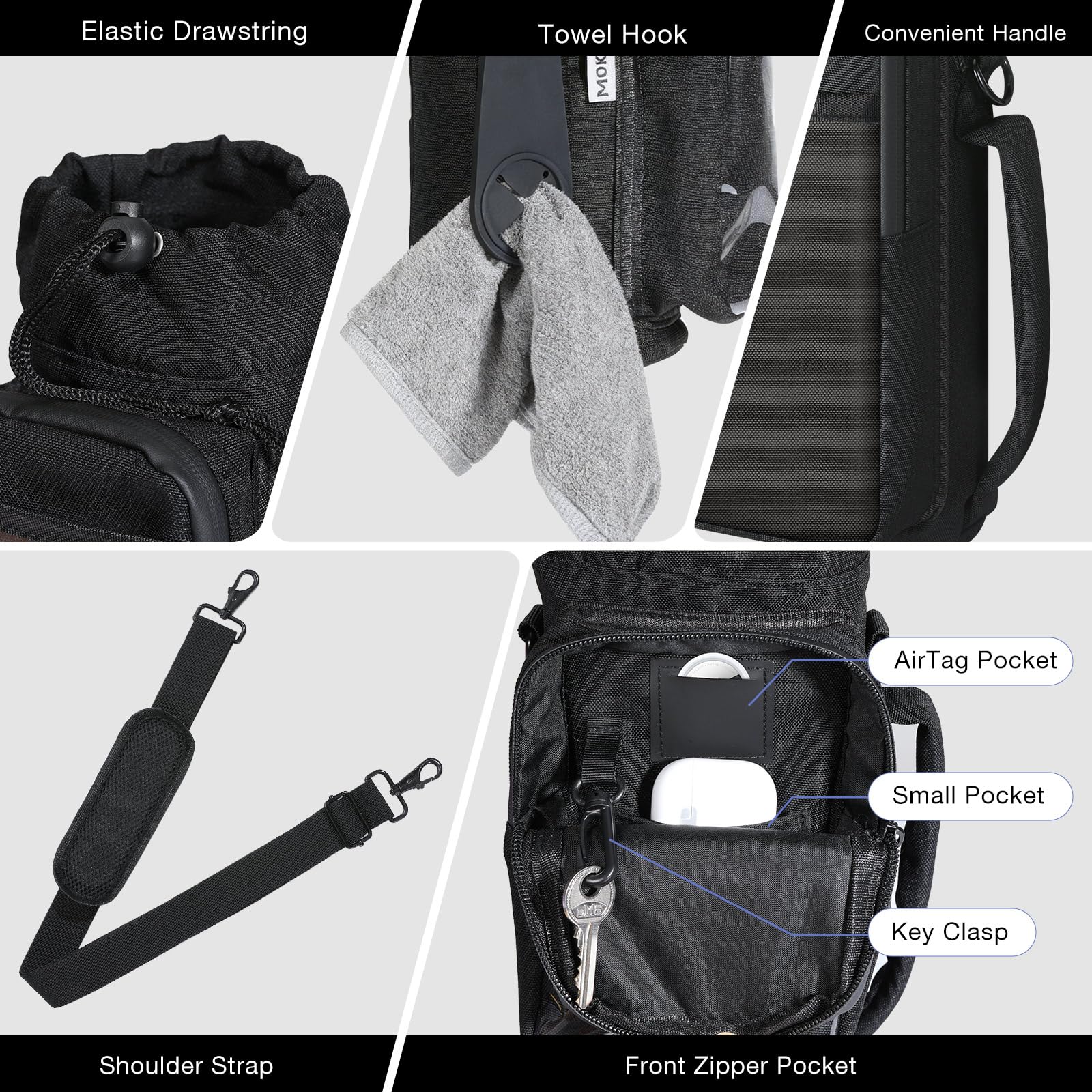 MoKo Borsa da Palestra Magnetica, Porta Borraccia Magnetica con Custodia Trasparente Telefono, Borsa Fitness incorporata