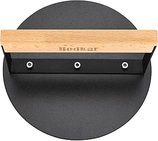 Smash Burger Press 6 inch, Round Burger Smasher Grill Press for Griddle Bacon Press Meat Steak Press with Wood Handle