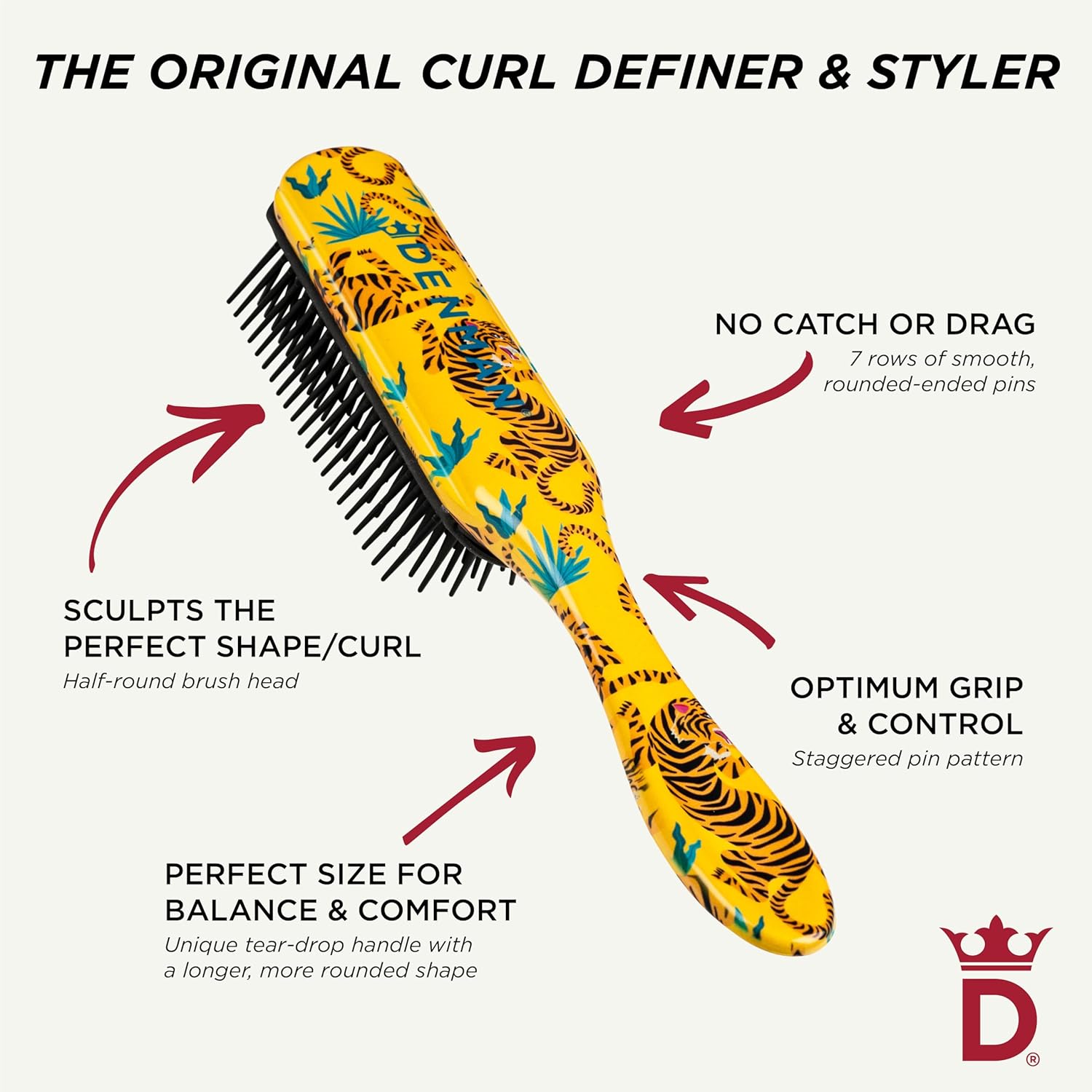 Denman D3 Curly HairBrush for Women & Men – 7 Row Detangling & Curl Defining Brush for Natural Curly, Coily, Wavy Hair – Styling Brush for Smooth defined Curls - Image 5