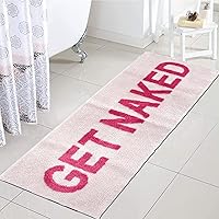 Vista 18 de Zeeinx Alfombra de baño con texto en inglés "Get Naked", bonita alfombra de baño de microfibra antideslizante, divertida decoración de baño, lavable