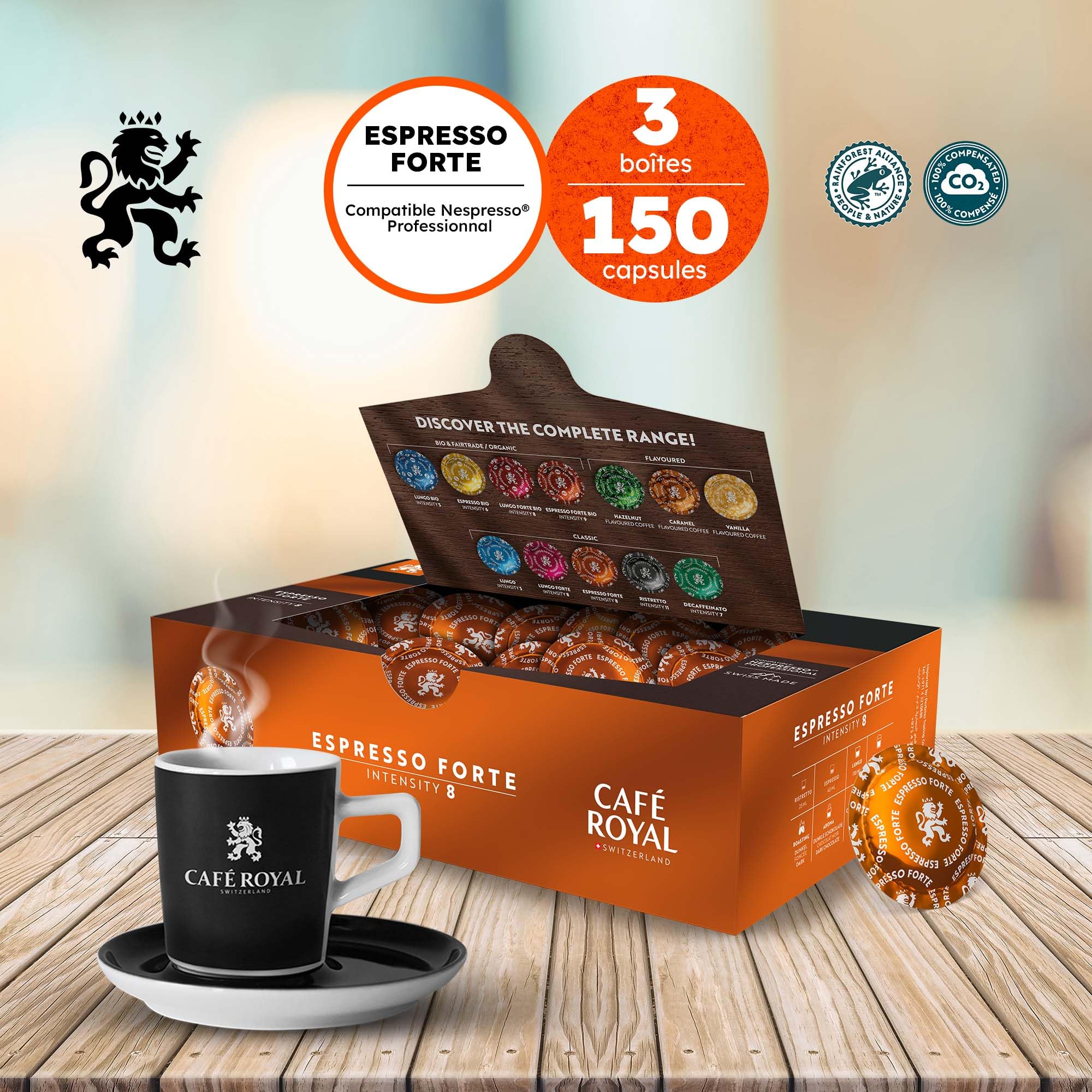 Café en Dosettes - Café Royal Pro | 3 x 50 - Compatibles avec les Machines à café Nespresso®* Professional - Saveur Espresso Forte