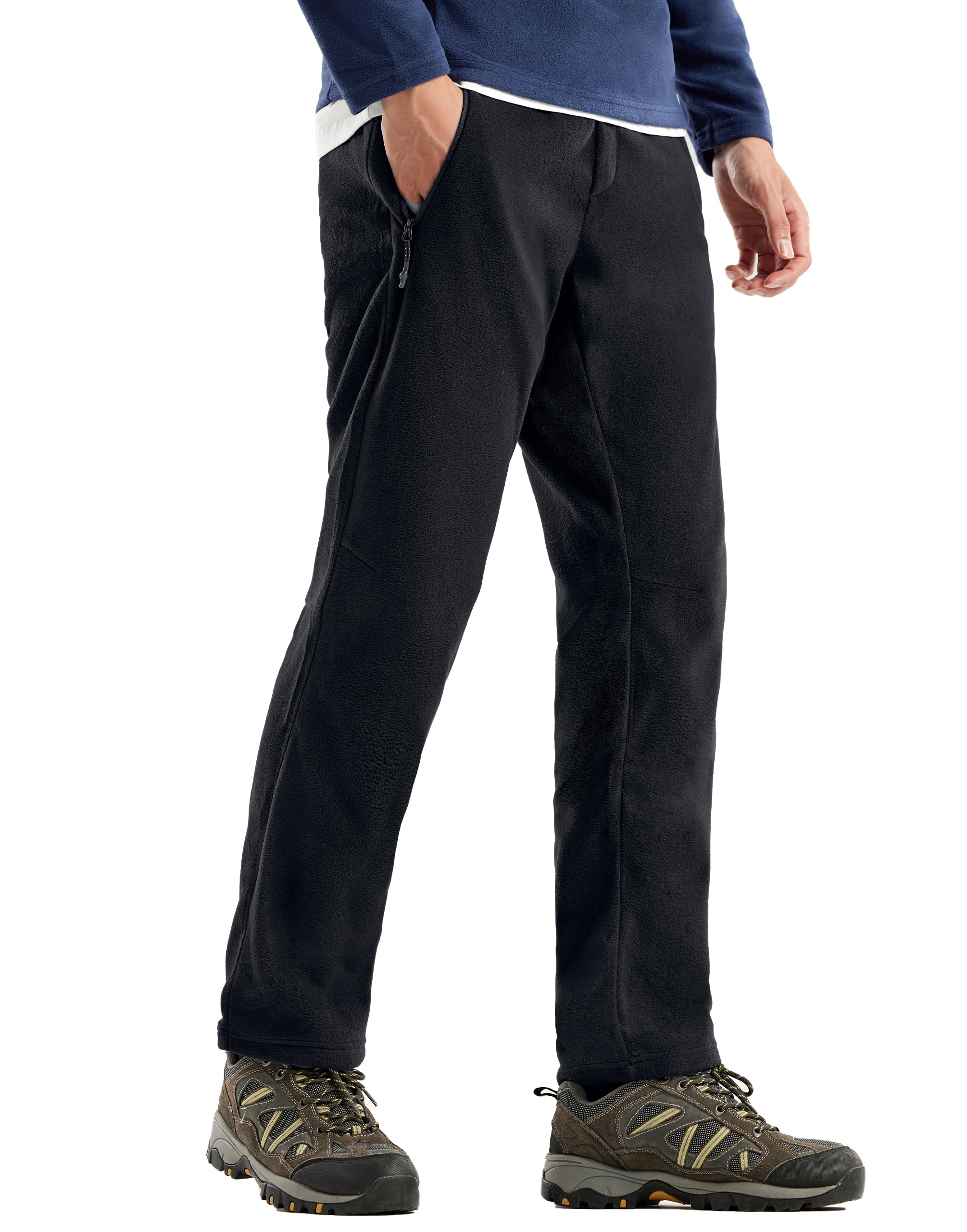 Pioneer Camp Mens Polar Fleece Pants Lightweight Comfy Lounge Joggers Thermal Winter Track Sweatpants with Zipper Pockets