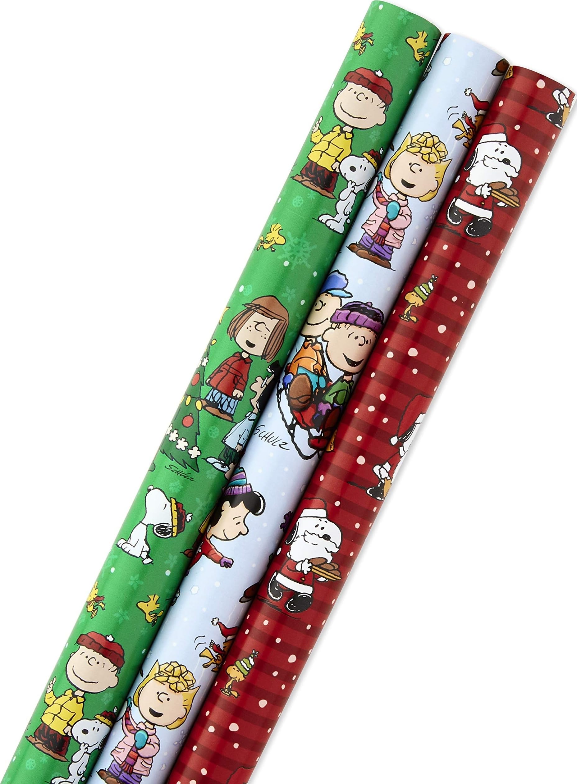 Hallmark, carta da regalo per le vacanze, con linee tagliate sul retro, arachidi, confezione da 4, 110 mq ft. TTL.) Peanuts, 3 Pack Peanuts, 3 Pack