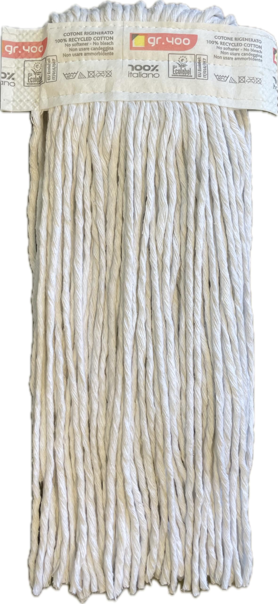 Kit de 3 Piezas de Recambio para mopa de algodón Profesional con Banda de 400 g + 1 Pinza para fregona Blanca