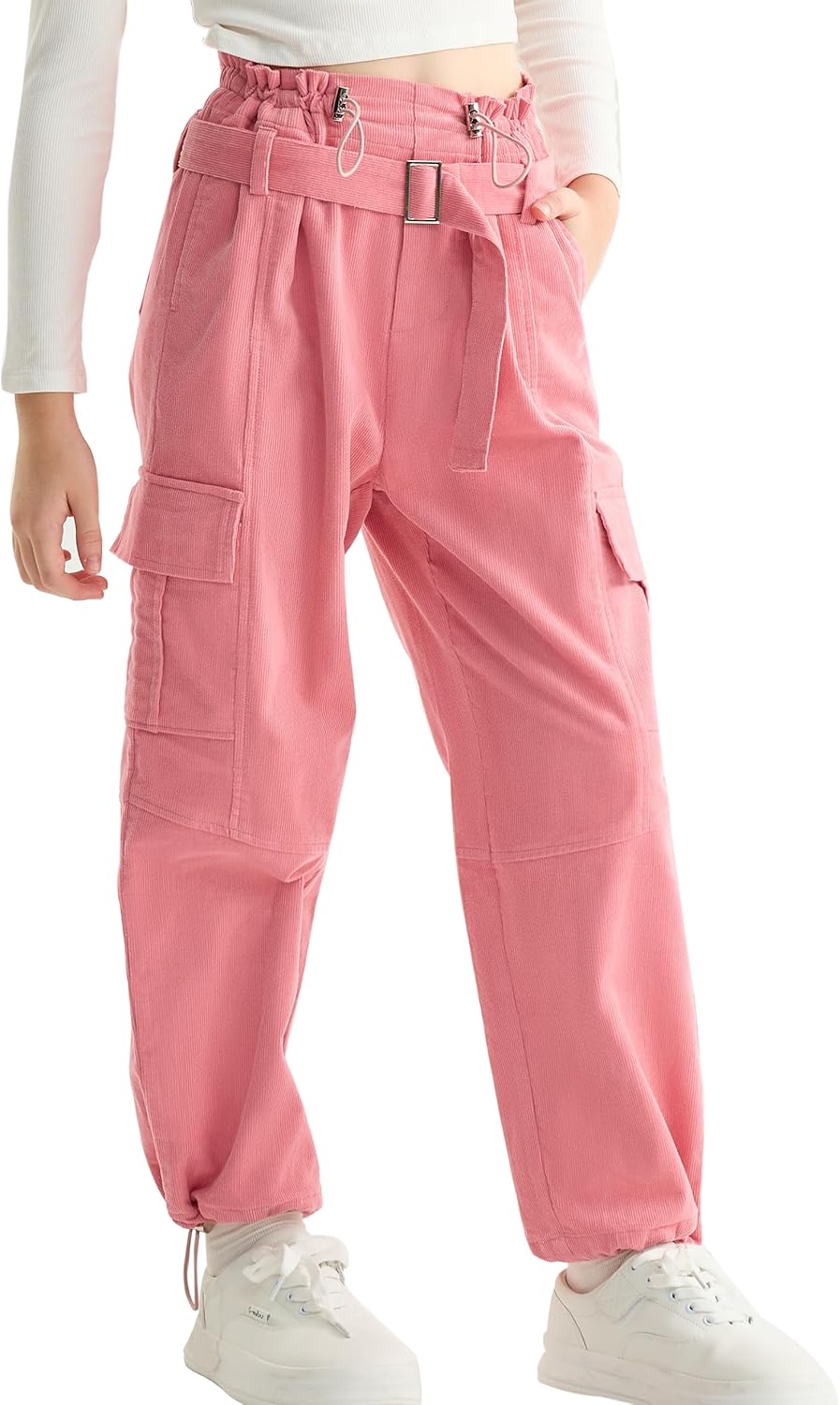 Rolanko Girls Corduroy Cargo Pants Wide Leg Cargo Trousers Streetwear Kids Pants Joggers with Pockets 4-15 Y Rolanko Girls Corduroy Cargo Pants Wide Leg Cargo Trousers Streetwear Kids Pants Joggers with Pockets 4-15 Y