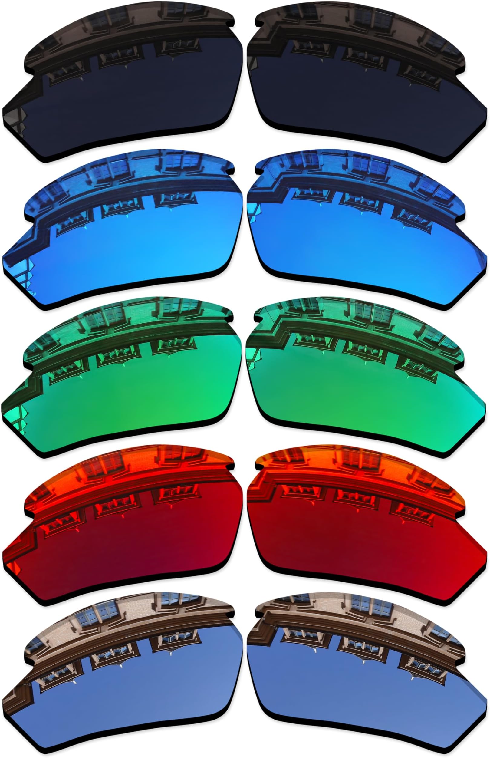 Set of 5 Lenses Replacement for Rudy Project Rydon Sunglass Combo Pack, Stealth Black+chrome+ice+ruby+jade, 0